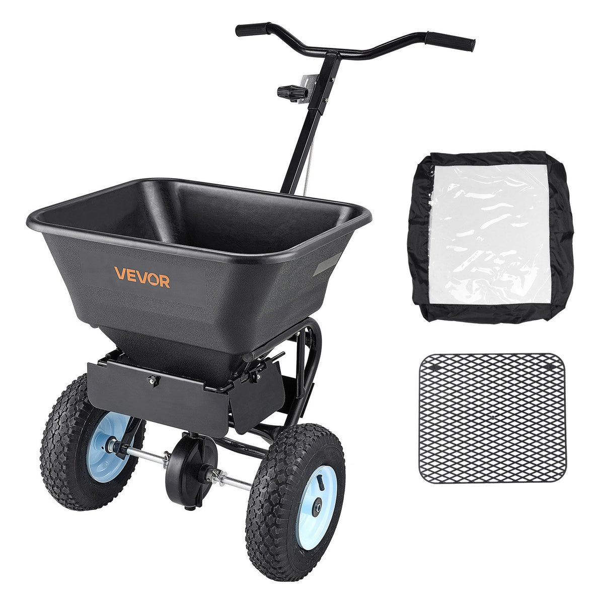 Lawn Spreader Push and Tow Behind Broadcast Drop Fertilizer Seed Ice Melt
