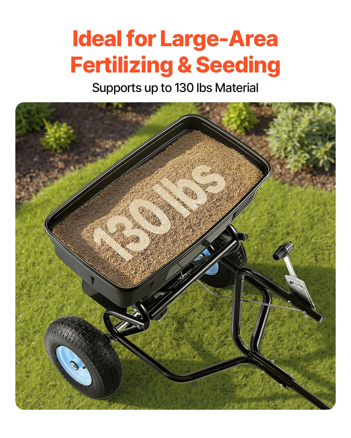Lawn Spreader Push and Tow Behind Broadcast Drop Fertilizer Seed Ice Melt