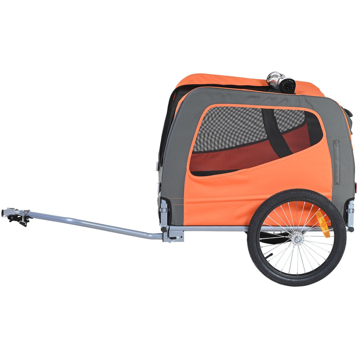 Dog Bike Trailer 30KG Pet Carrier Folding Frame Quick-Release Wheels Orange