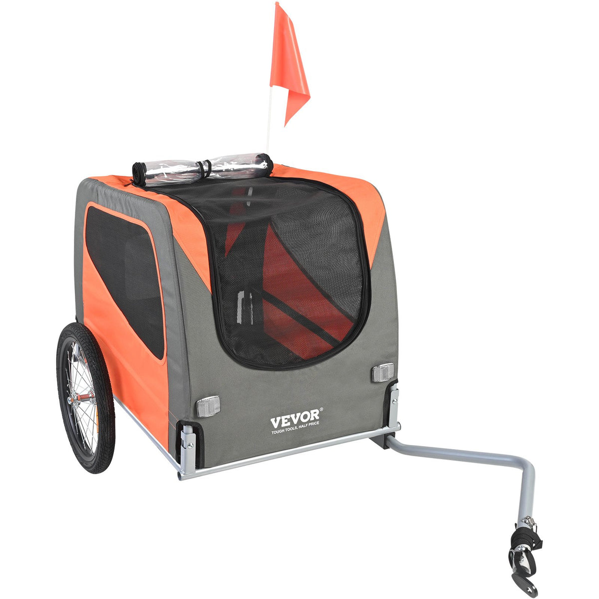 Dog Bike Trailer 30KG Pet Carrier Folding Frame Quick-Release Wheels Orange