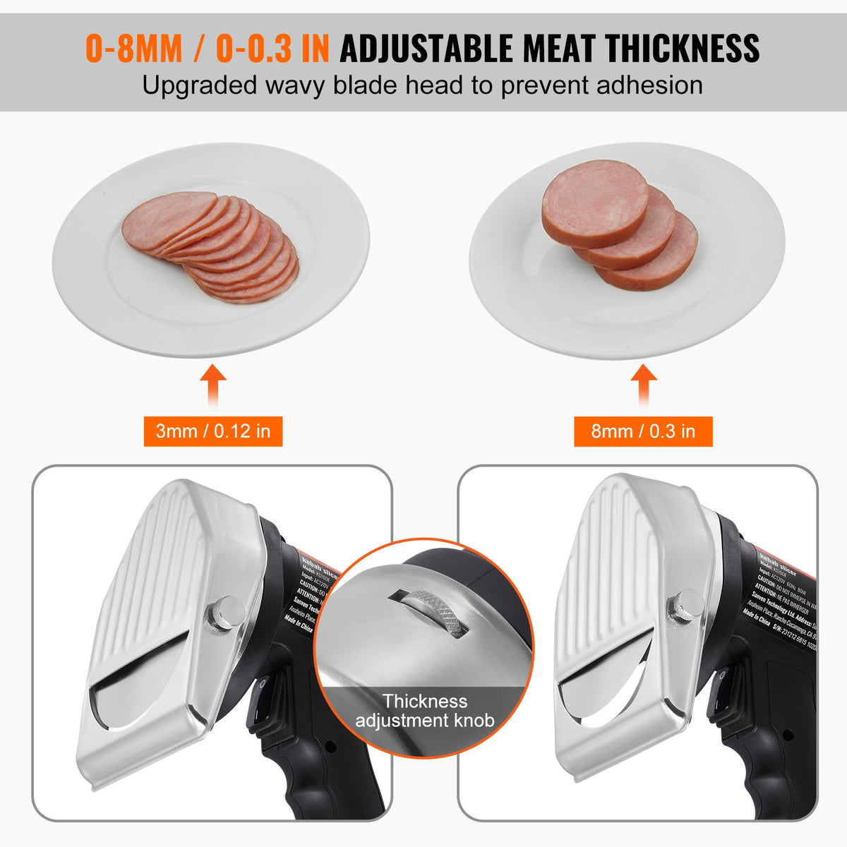 Electric Shawarma Knife 80W Stainless Steel Kebab Meat Slicer 100mm Blade