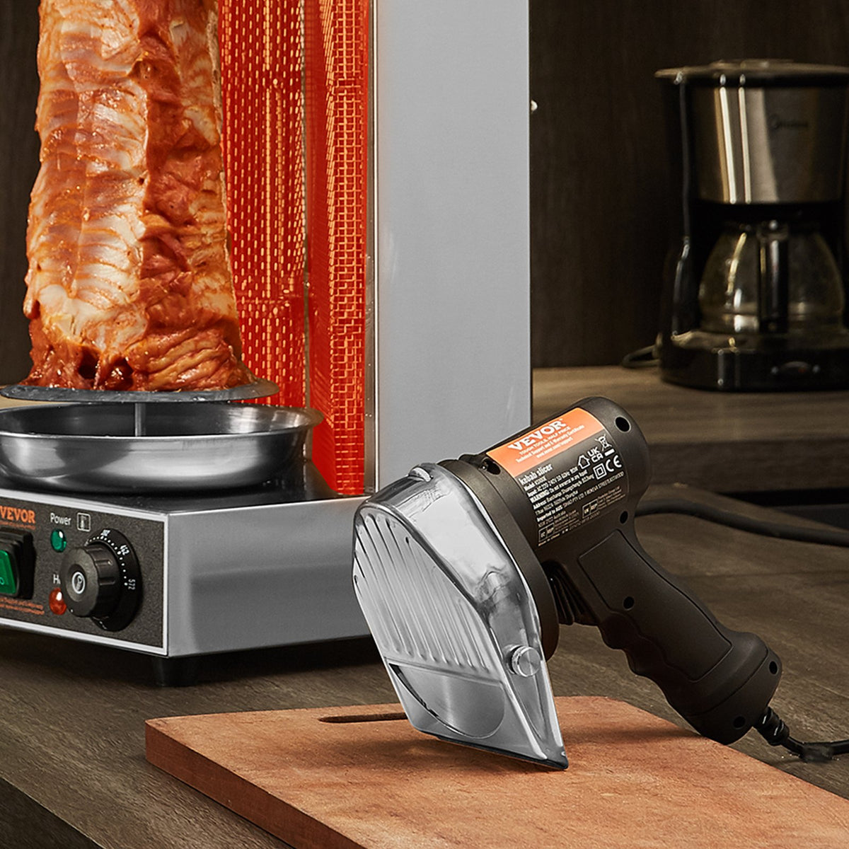 Electric Shawarma Knife 80W Stainless Steel Kebab Meat Slicer 100mm Blade