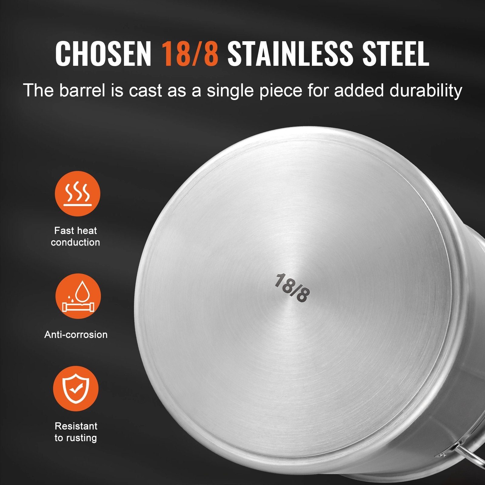 Stainless Steel Stockpot 42 Quart Large Cooking Pot Heavy Duty Commercial Silver