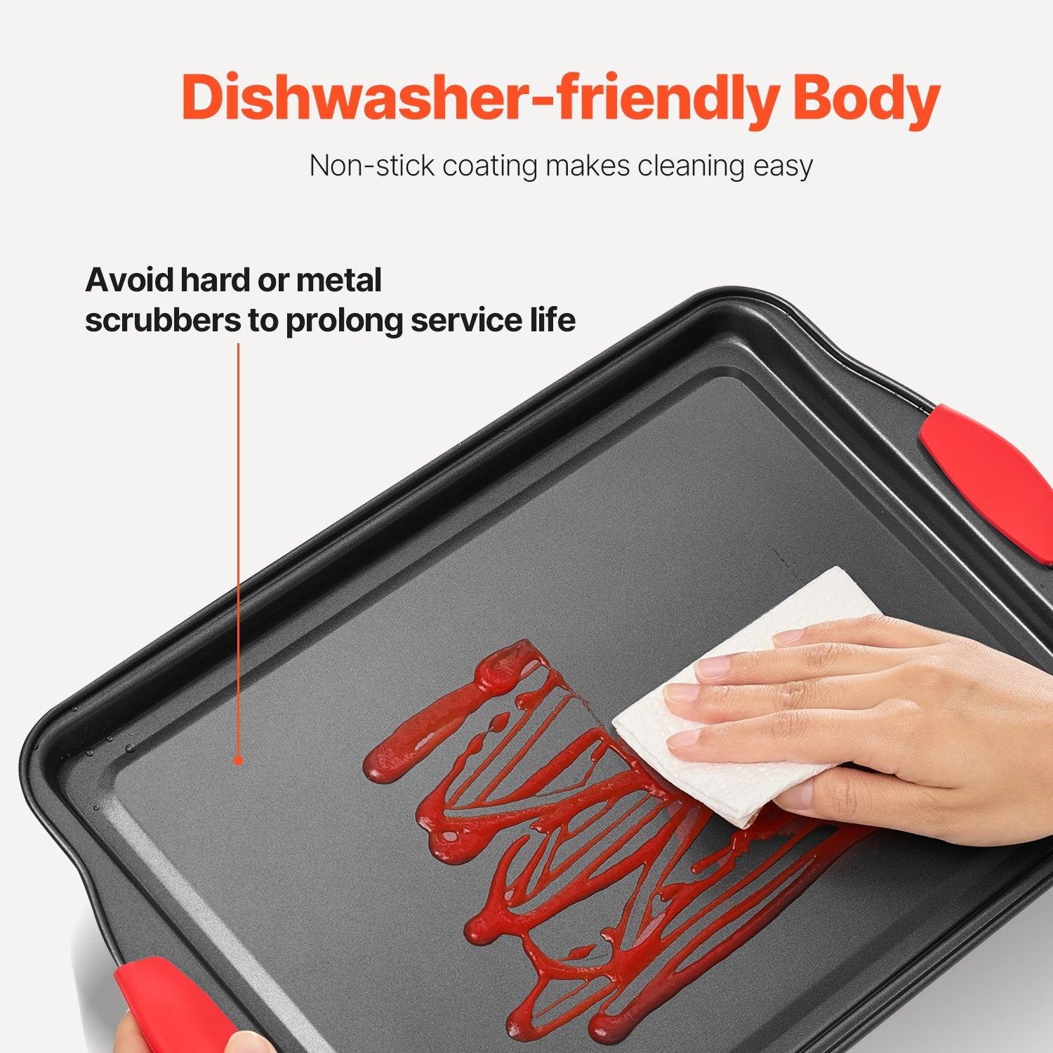 6Pcs Nonstick Carbon Steel Baking Pan Set with Silicone Handles, Black