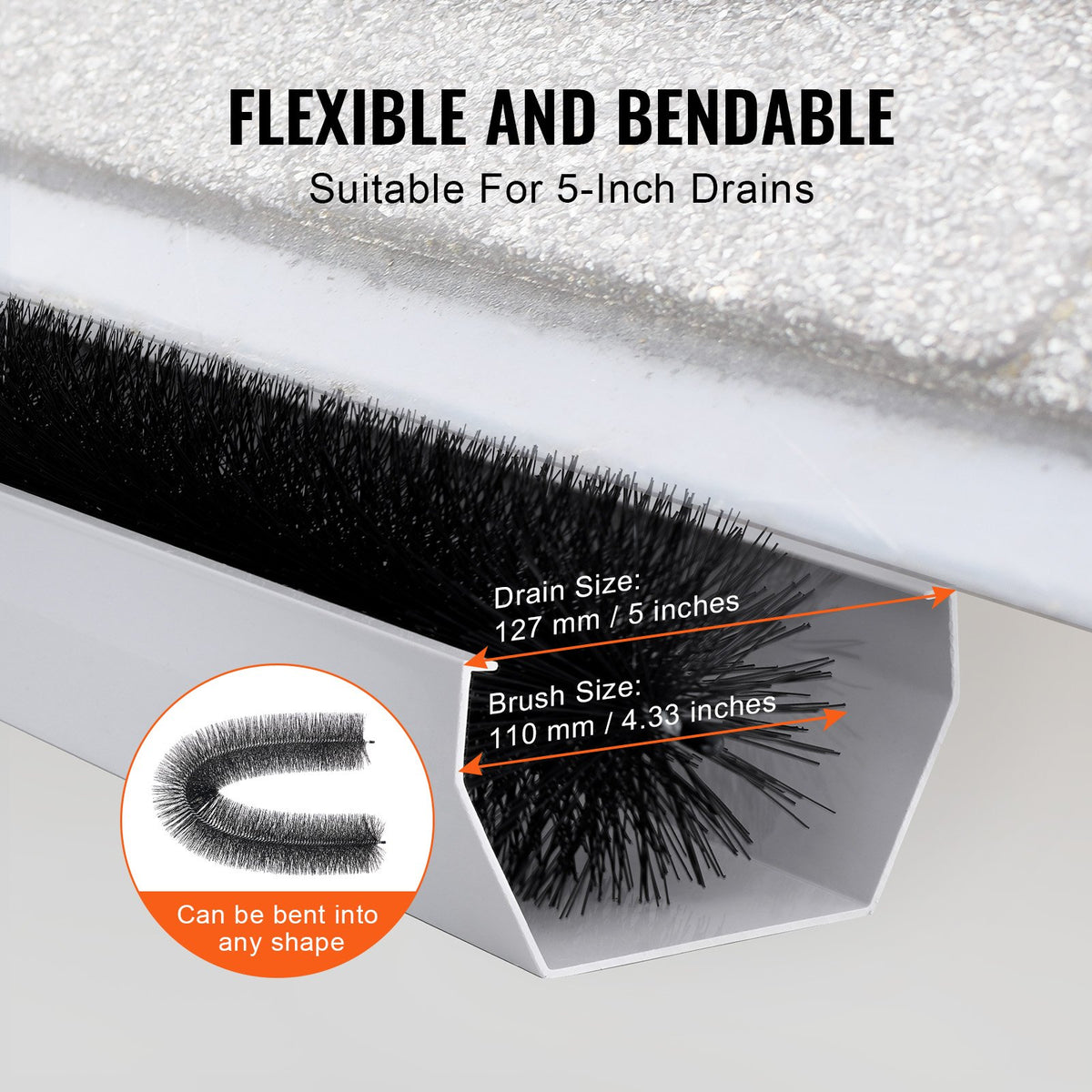 Gutter Brush 80ft 4.33in Diameter Leaf Guard 5in Gutters 27-Pack Cleaning Tool