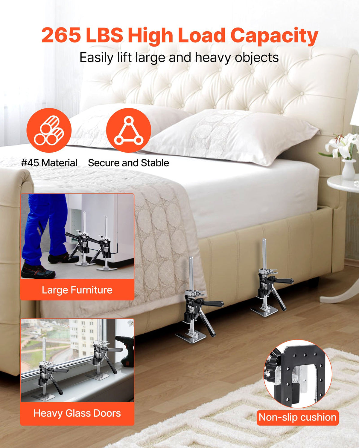 Labor Saving Arm Jack 2 PCS 200kg Lifting Metal Hand Jack Black