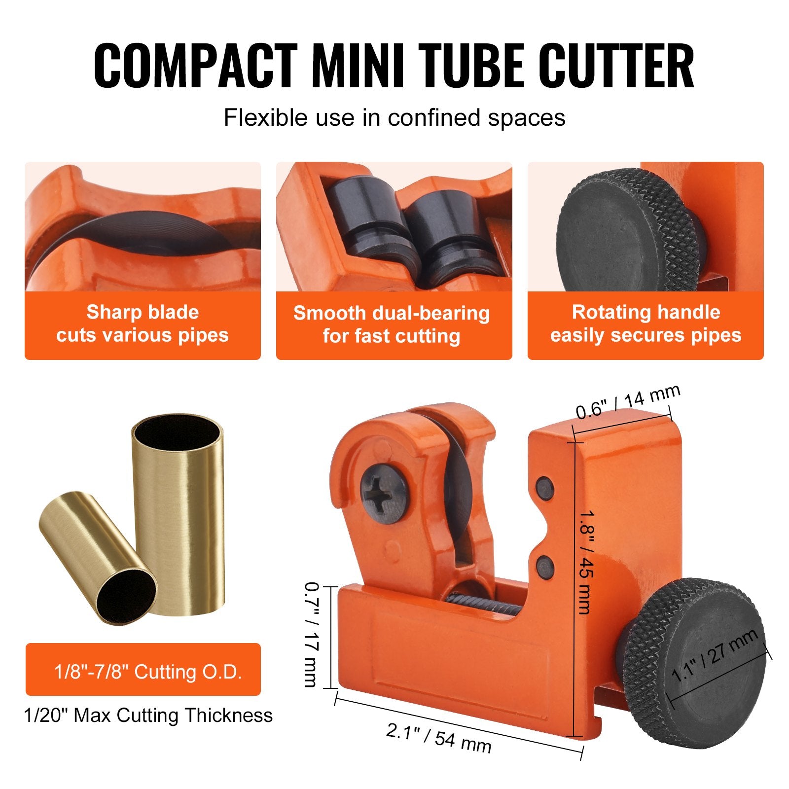 3PCS Tubing Cutter Set for Copper, Aluminum, Stainless Steel & Plastic Pipes