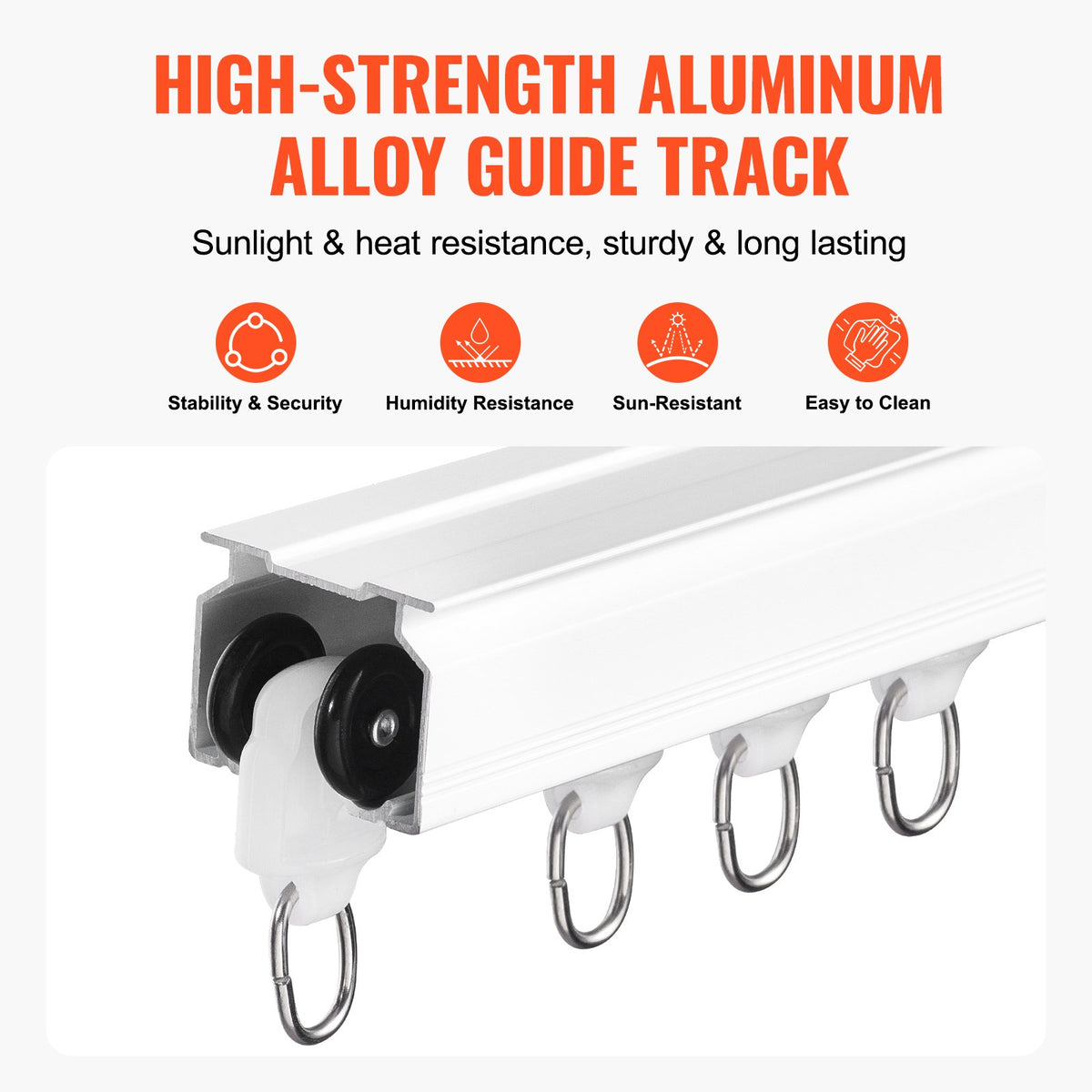 Ceiling Curtain Track Set 5.9FT Sliding System Curtains Room Divider Hooks White