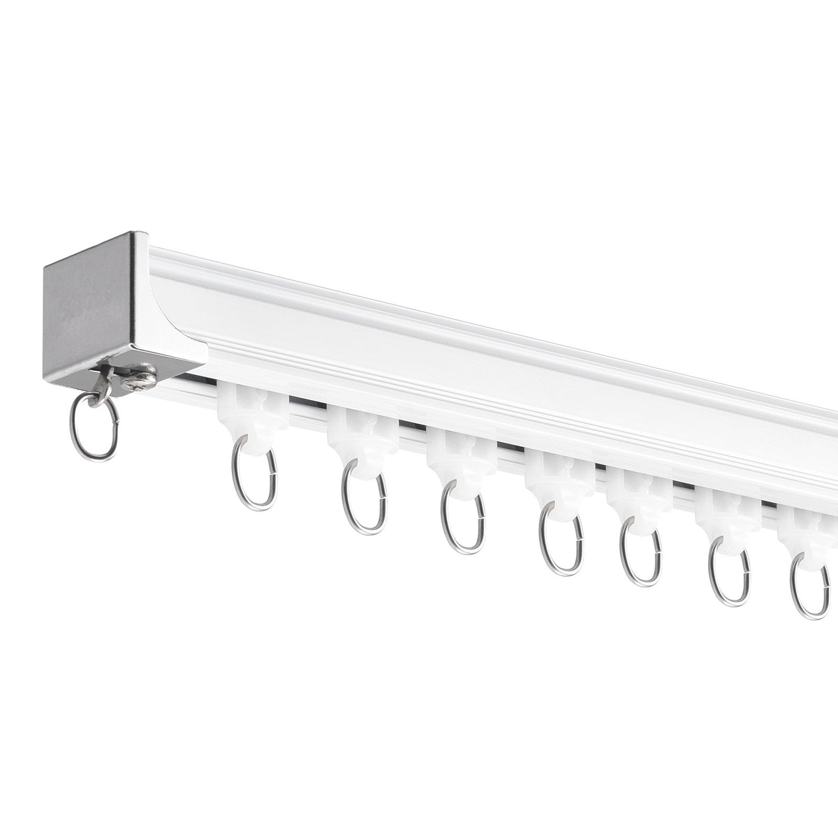 Ceiling Curtain Track Set 5.9FT Sliding System Curtains Room Divider Hooks White