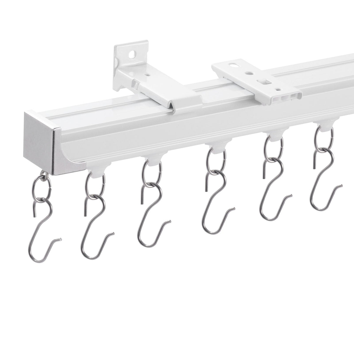Ceiling Curtain Track Set 5.9FT Sliding System Curtains Room Divider Hooks White