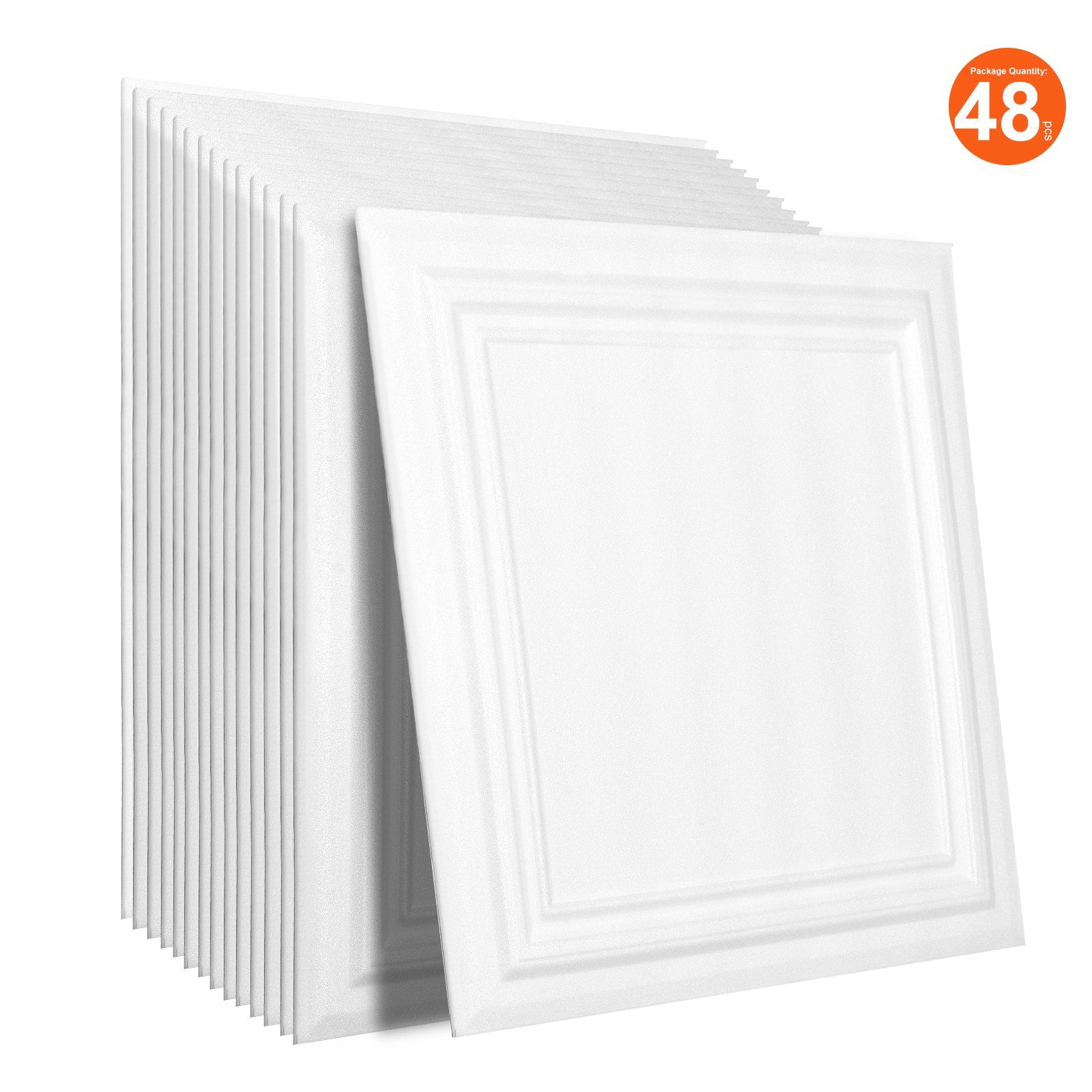 48-Pack 20x20in Polystyrene Ceiling Tiles Drop Ceiling Easy Install Basement