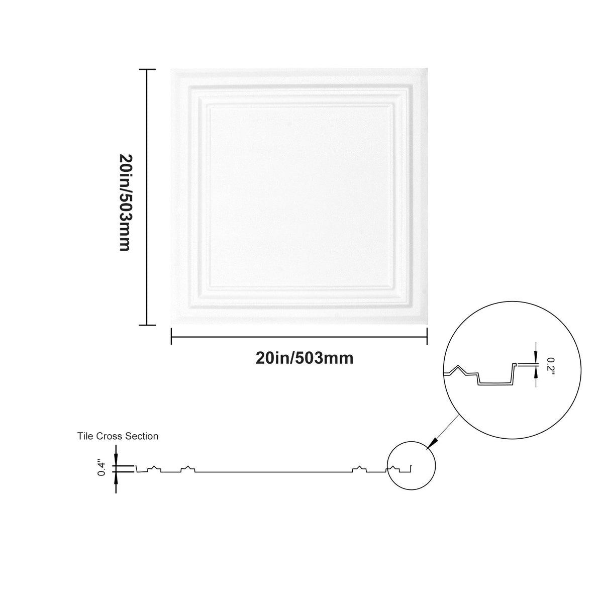 48-Pack 20x20in Polystyrene Ceiling Tiles Drop Ceiling Easy Install Basement