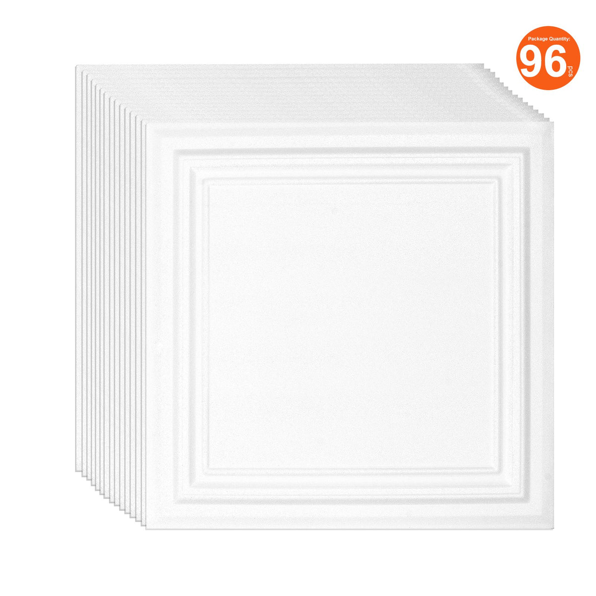 96-Pack 20x20in Polystyrene Ceiling Tiles Drop Ceiling Easy Install Basement