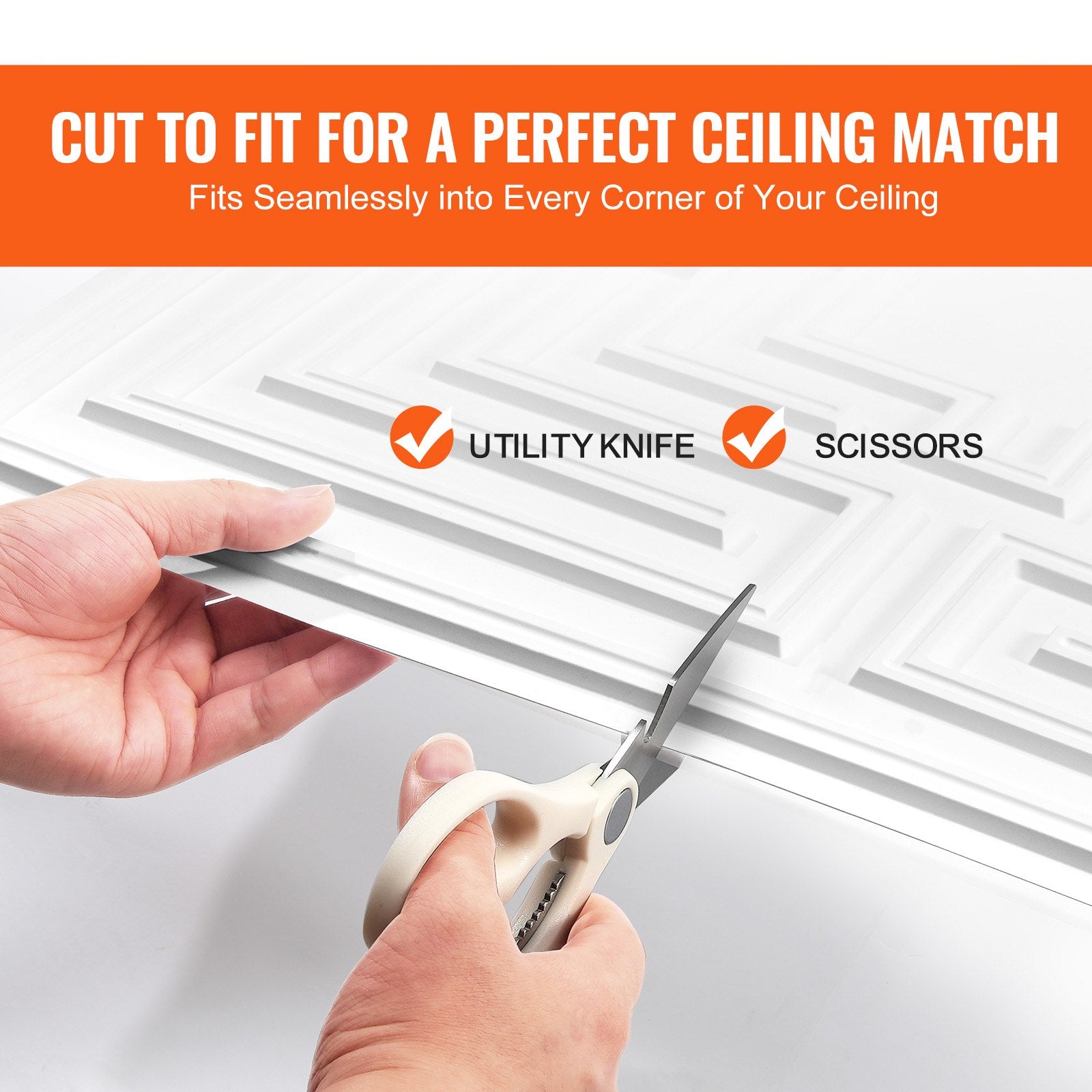 12-Pack 24x24in PVC Ceiling Tiles Drop Ceiling Easy Install White Echo Pattern