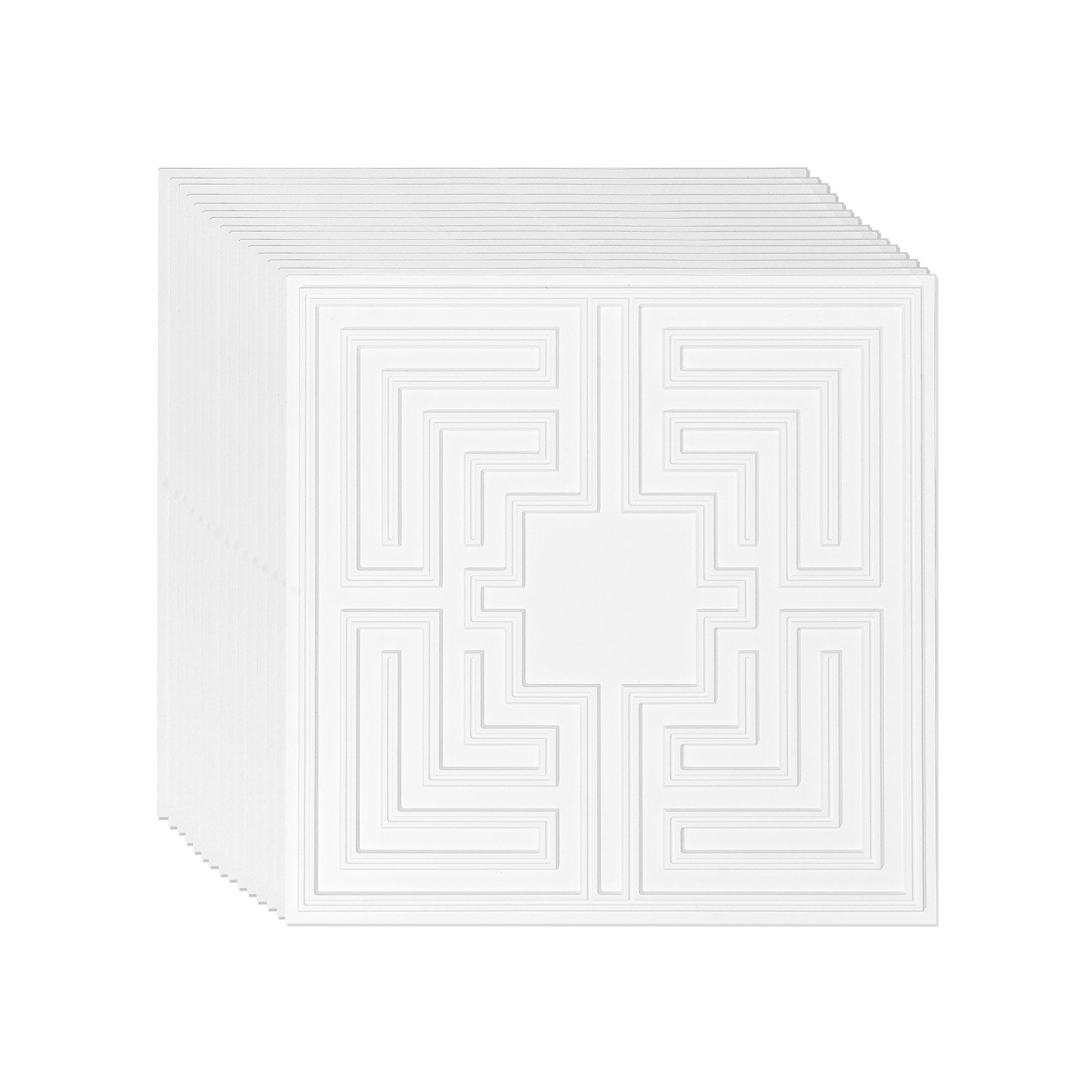 12-Pack 24x24in PVC Ceiling Tiles Drop Ceiling Easy Install White Echo Pattern