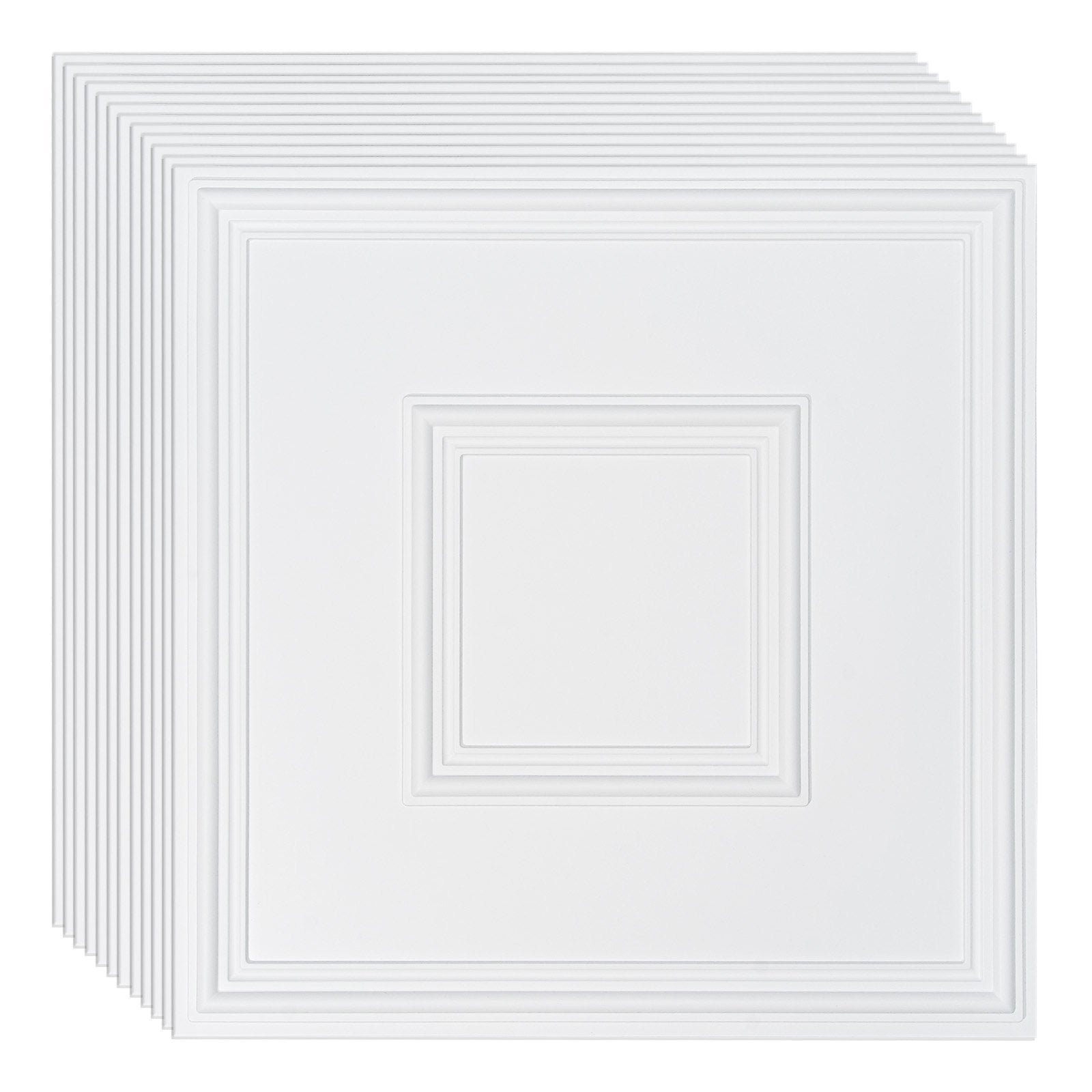 12-Pack 24x24 in PVC Ceiling Tiles, Drop Ceiling, Easy Install, White Geometric