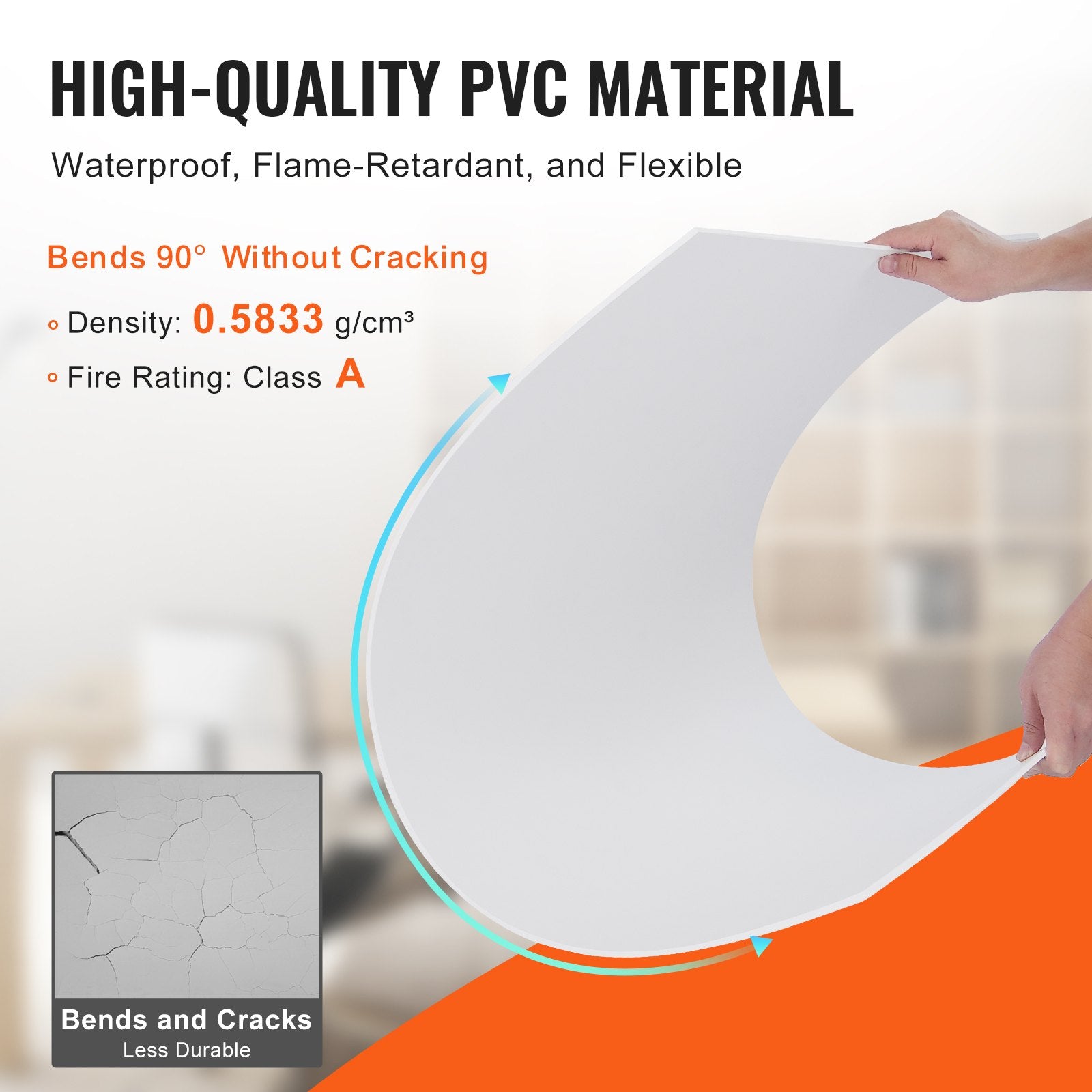 12-Pack 24x24in PVC Foam Ceiling Tiles Fire-Rated Flexible White