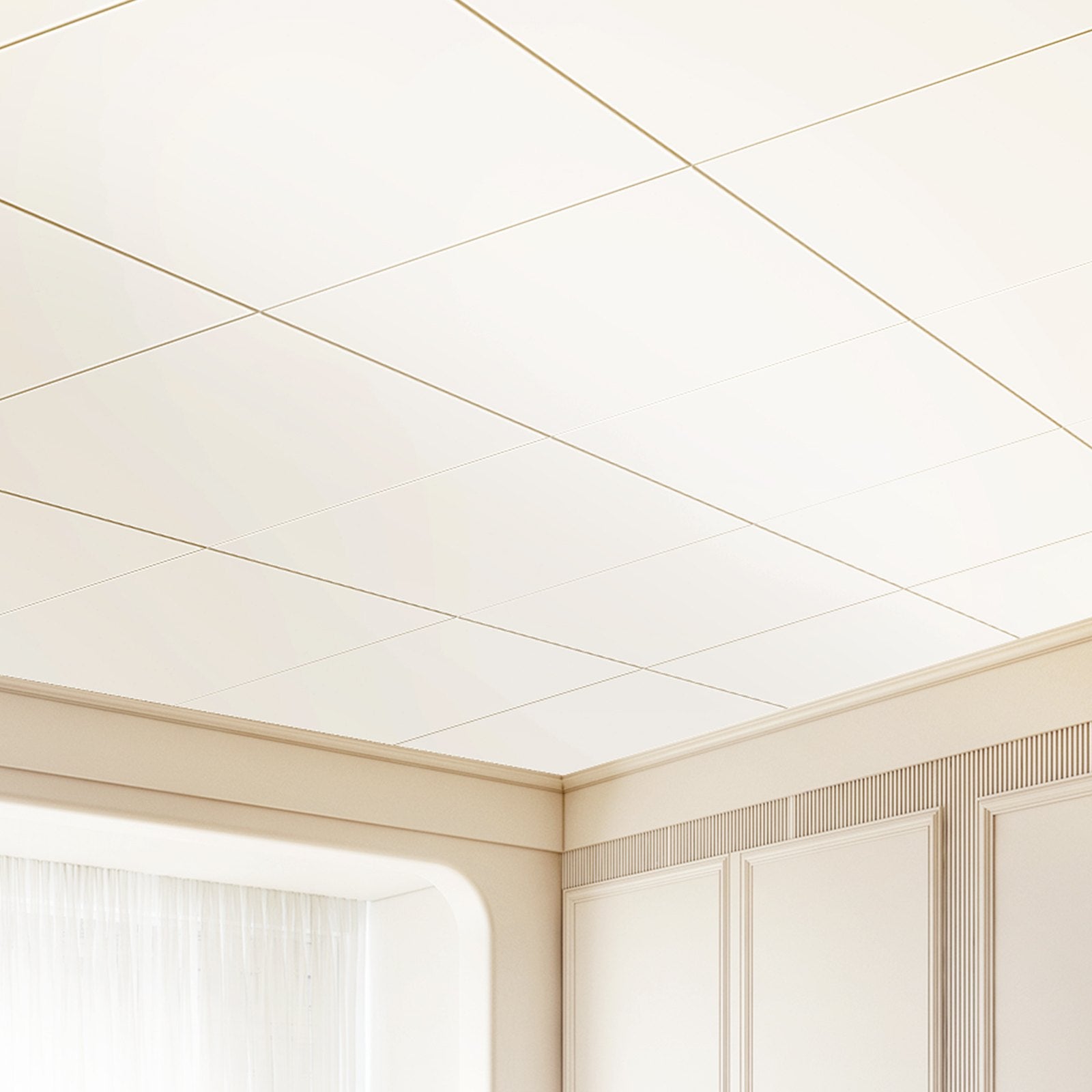 12-Pack 24x24in PVC Foam Ceiling Tiles Fire-Rated Flexible White