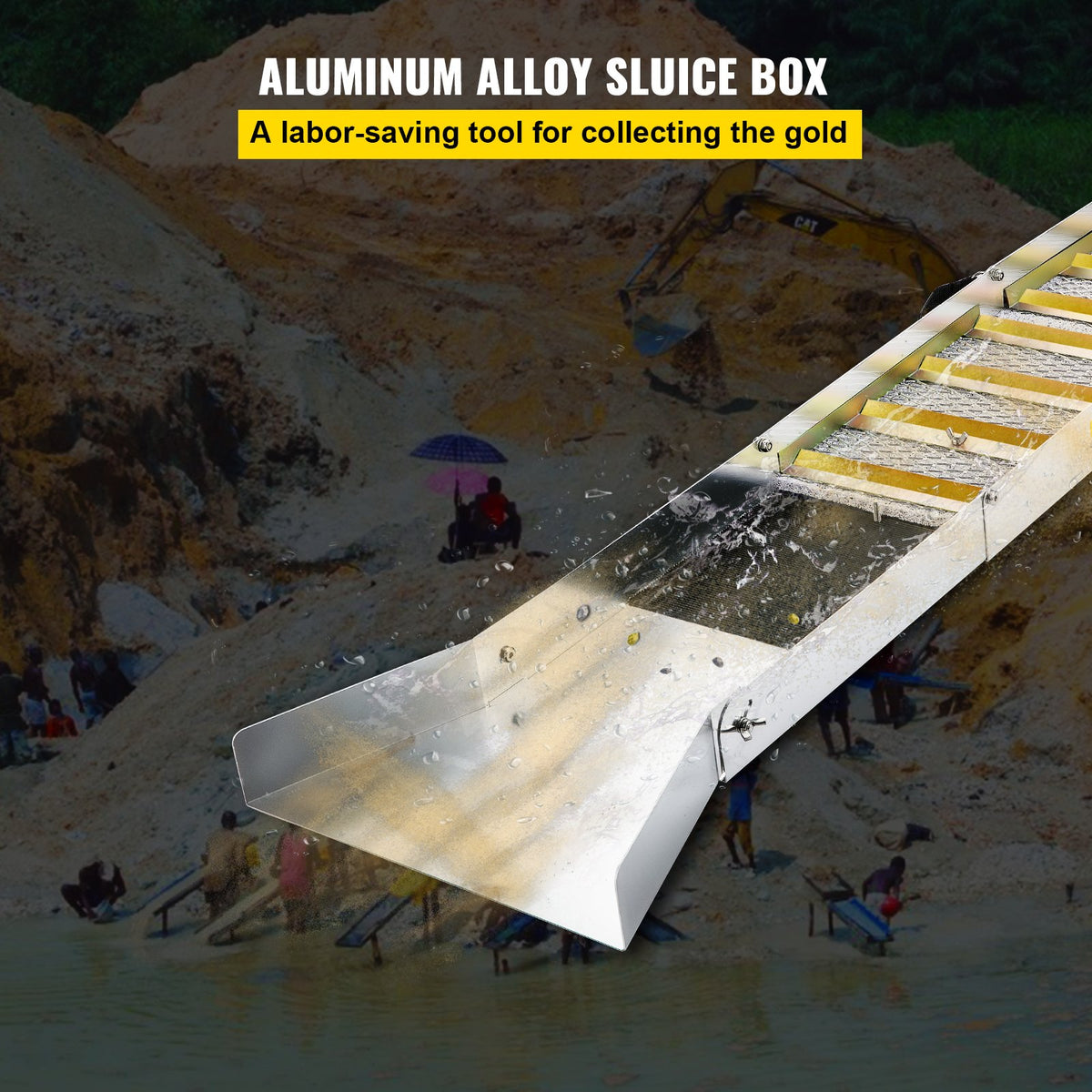 Folding Aluminum Alloy Sluice Box 50in Lightweight Portable Gold Panning