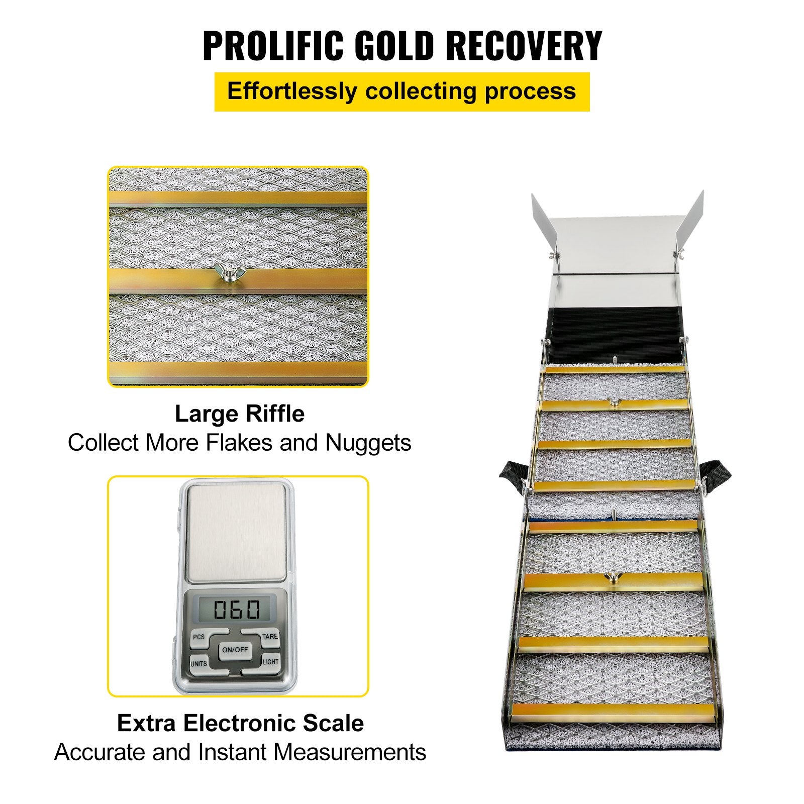 Folding Aluminum Alloy Sluice Box 50in Lightweight Portable Gold Panning
