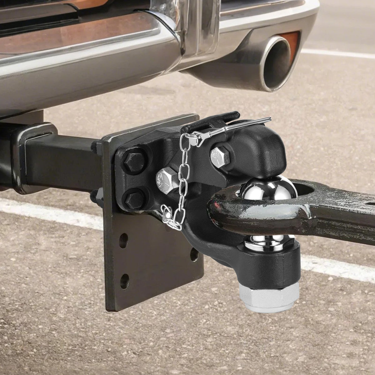 9070kg Pintle Hook Trailer Hitch Receiver w/ 50.4mm Ball & Mounting Kit Black
