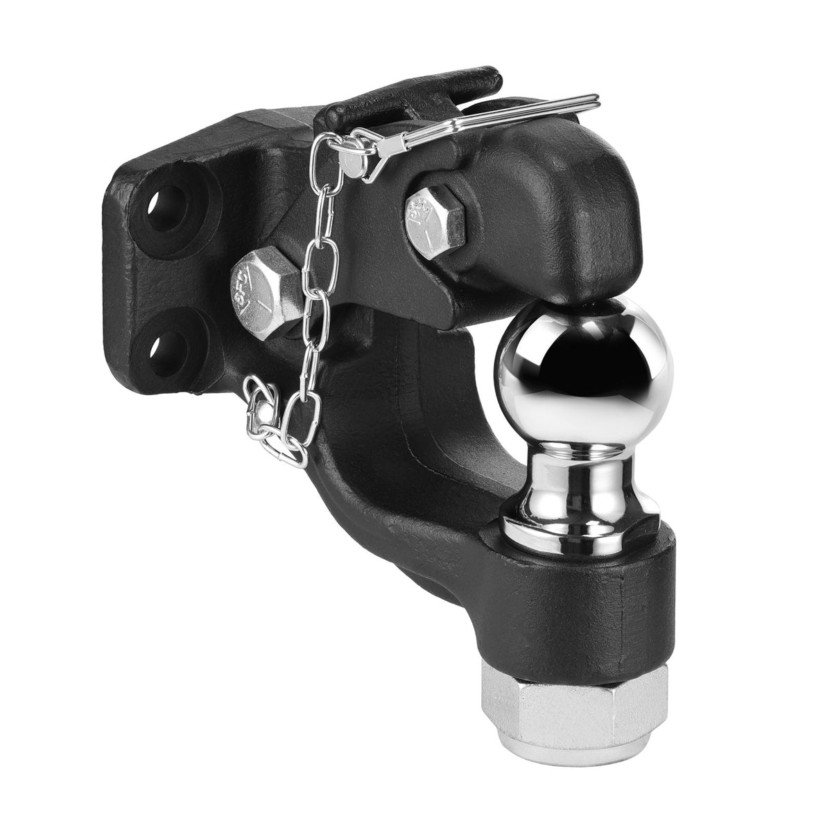 9070kg Pintle Hook Trailer Hitch Receiver w/ 50.4mm Ball & Mounting Kit Black