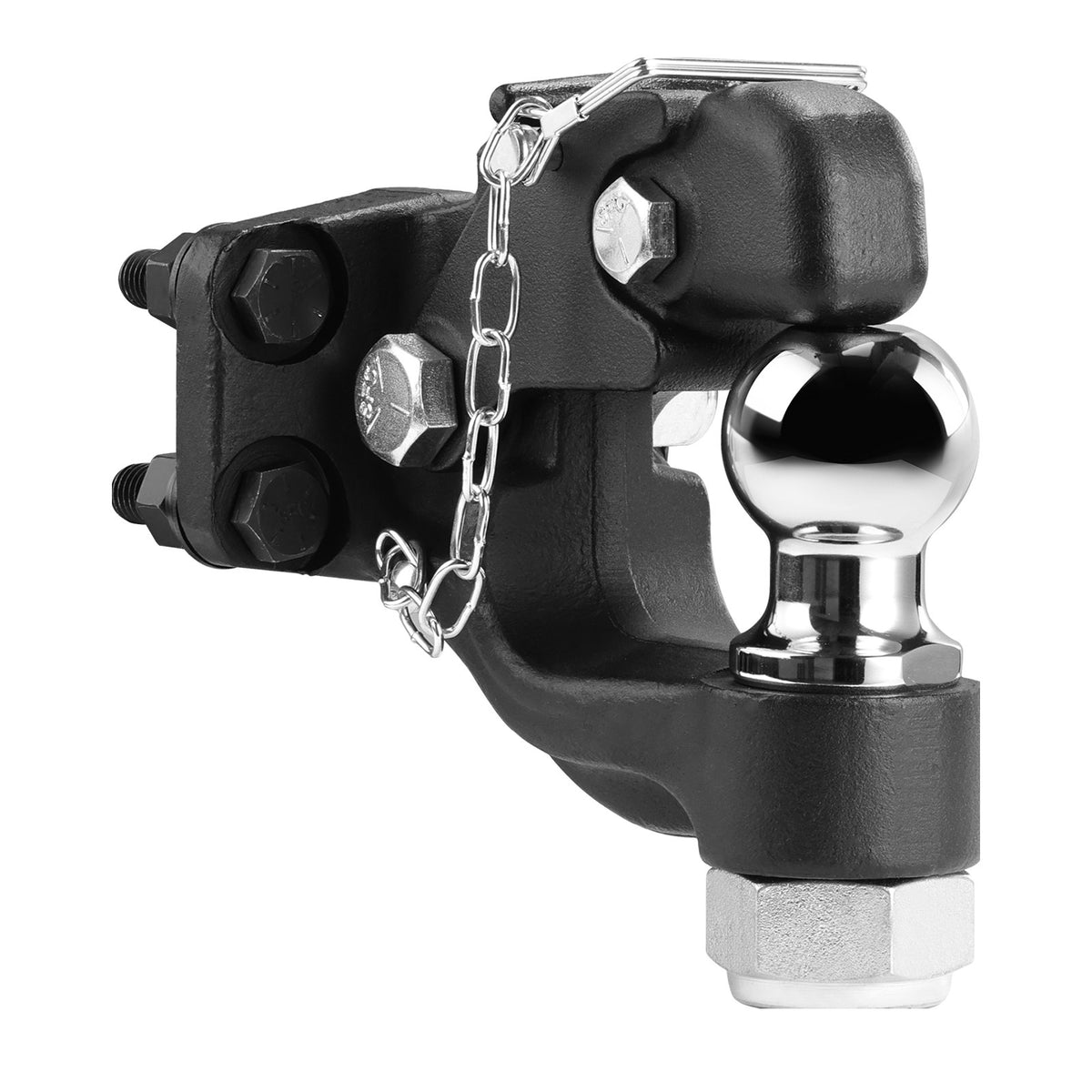 9070kg Pintle Hook Trailer Hitch Receiver w/ 50.4mm Ball & Mounting Kit Black