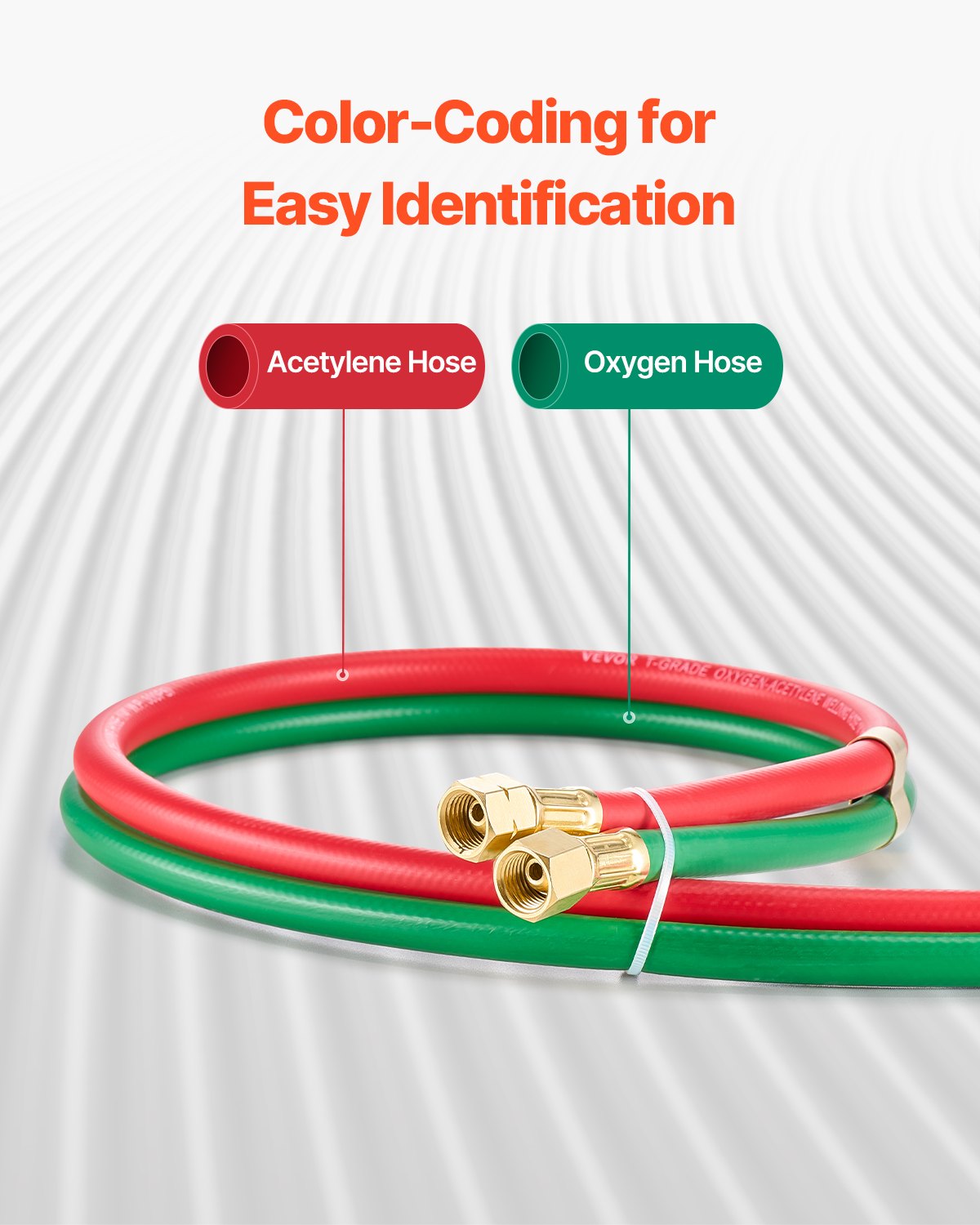 Oxygen Acetylene Hose 1/4"x100FT Twin Hose with 9/16"-18 B Fitting 300PSI