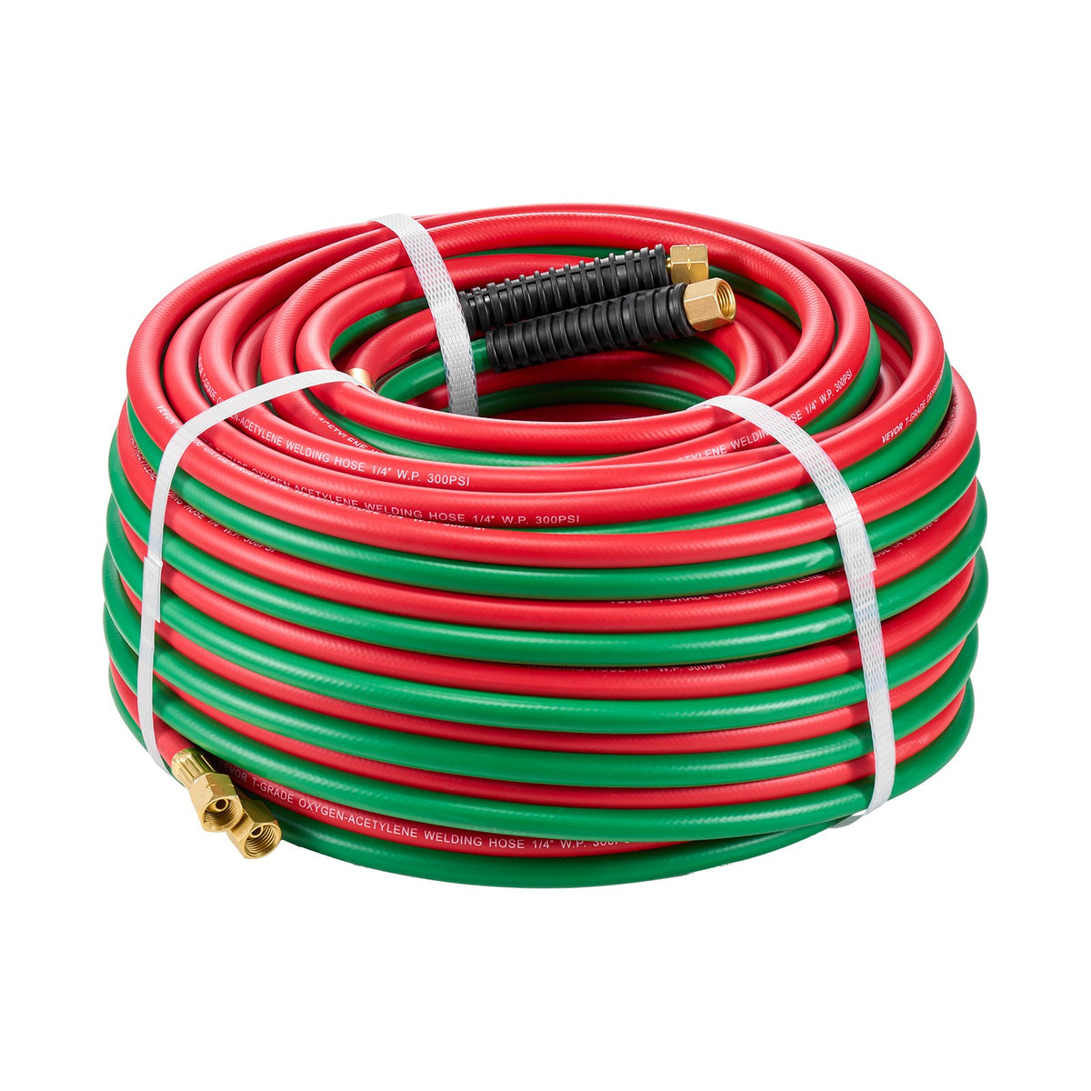 Oxygen Acetylene Hose 1/4"x100FT Twin Hose with 9/16"-18 B Fitting 300PSI