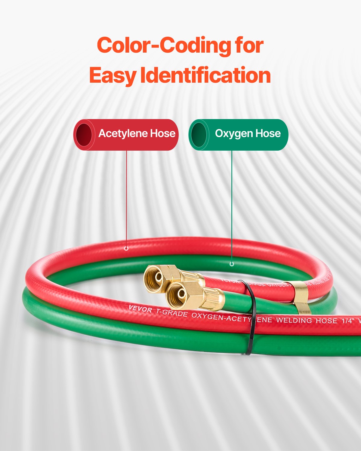 Oxygen Acetylene Hose 1/4in x 15FT 300PSI T Grade Twin Hose 9/16-18 B Fitting