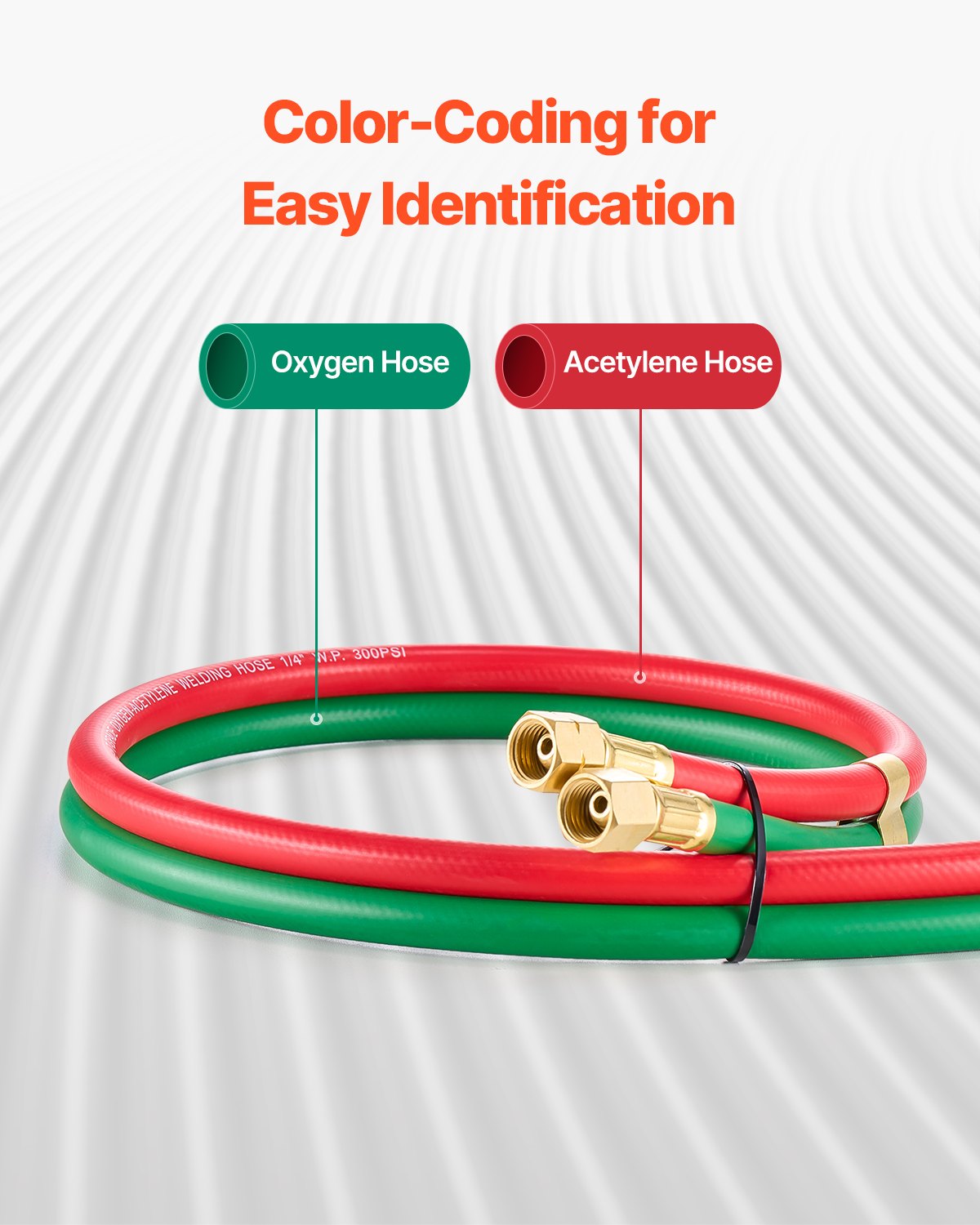Oxygen Acetylene Hose 1/4" x 25FT Twin Hose 300PSI Welding Torch with Fitting