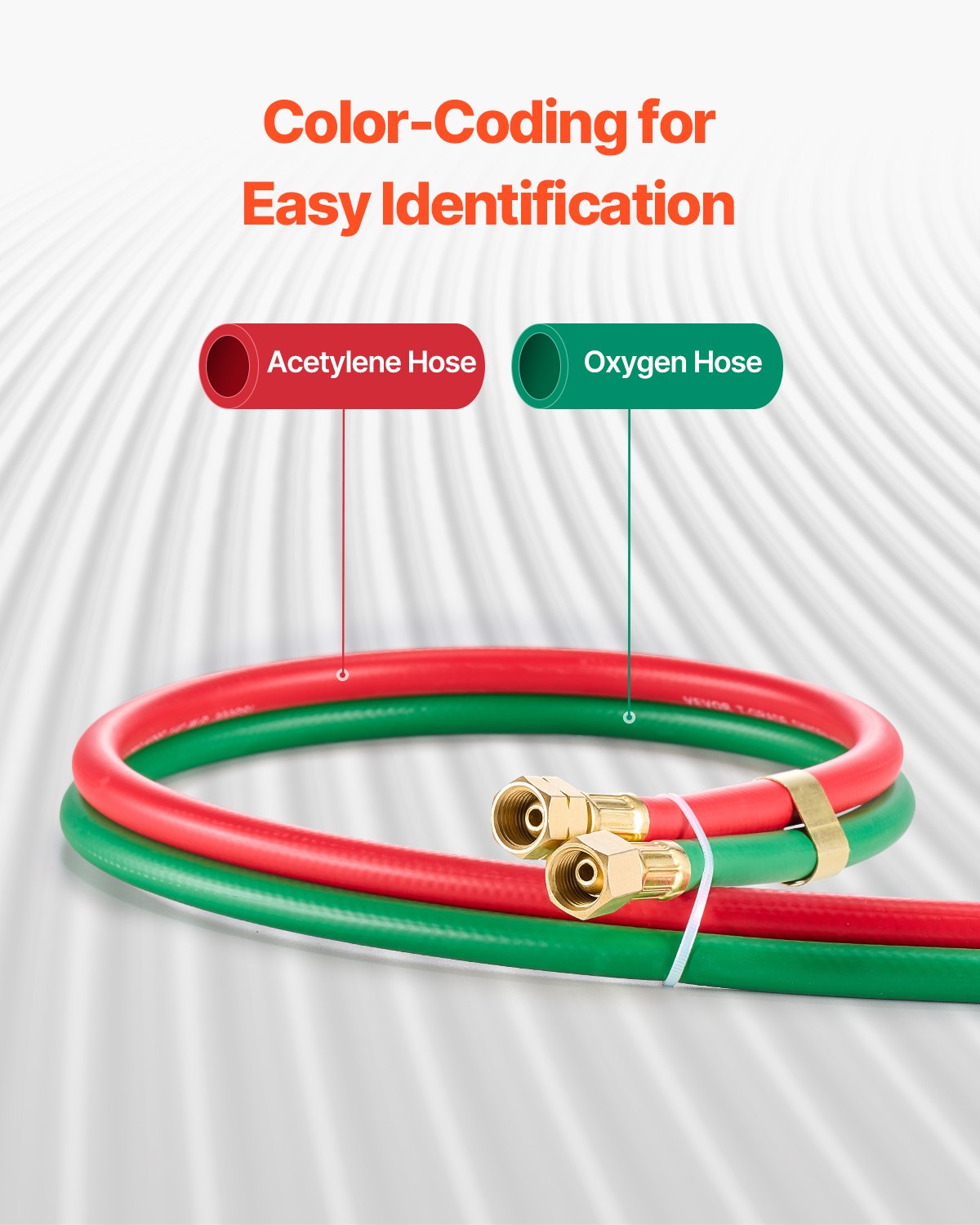 Oxygen Acetylene Hose 1/4"x50FT Twin Hose with 9/16"-18 B Fitting 300PSI