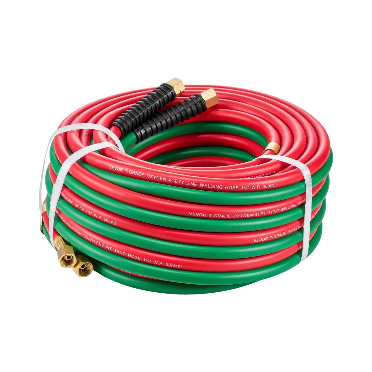 Oxygen Acetylene Hose 1/4"x50FT Twin Hose with 9/16"-18 B Fitting 300PSI