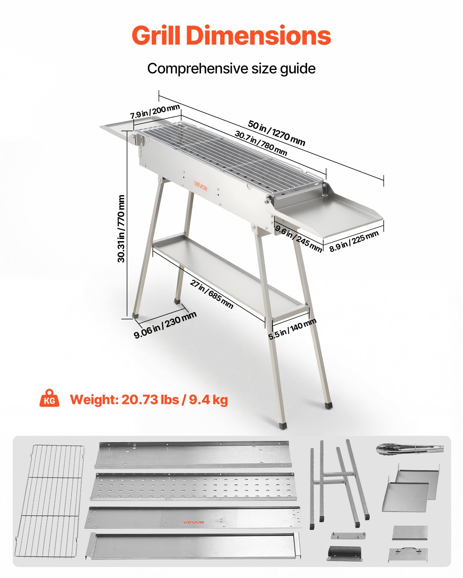 Foldable Charcoal BBQ Grill 0.16m² Portable with Liftable Tray