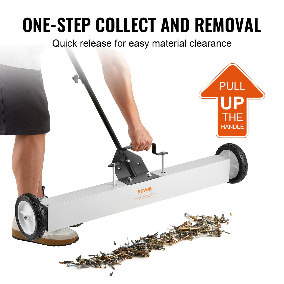 24.9 kg Rolling Magnetic Sweeper, Push-Type with Wheels and Telescoping Handle