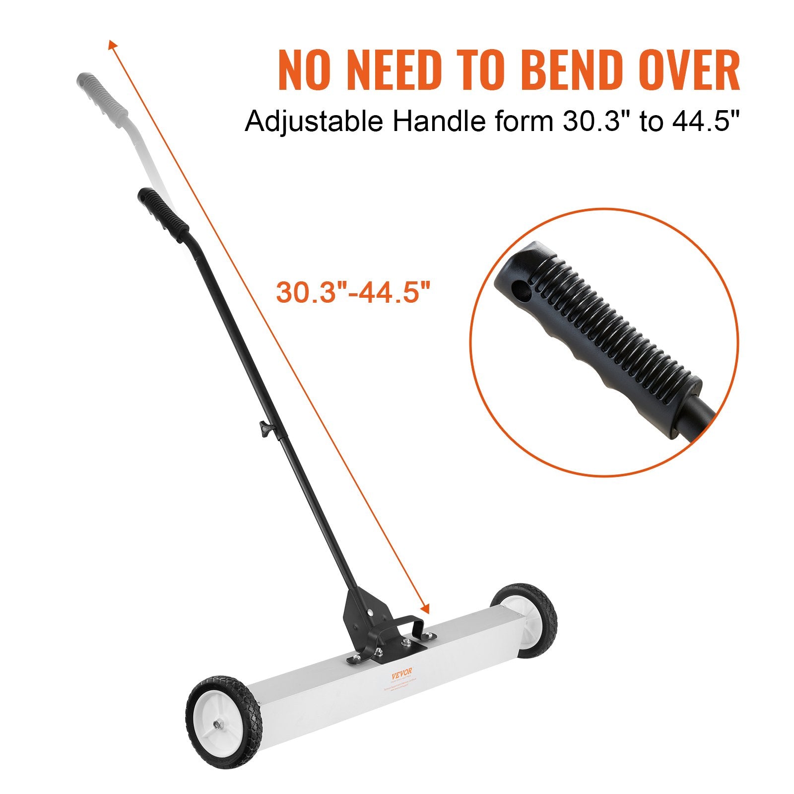 24.9 kg Rolling Magnetic Sweeper, Push-Type with Wheels and Telescoping Handle
