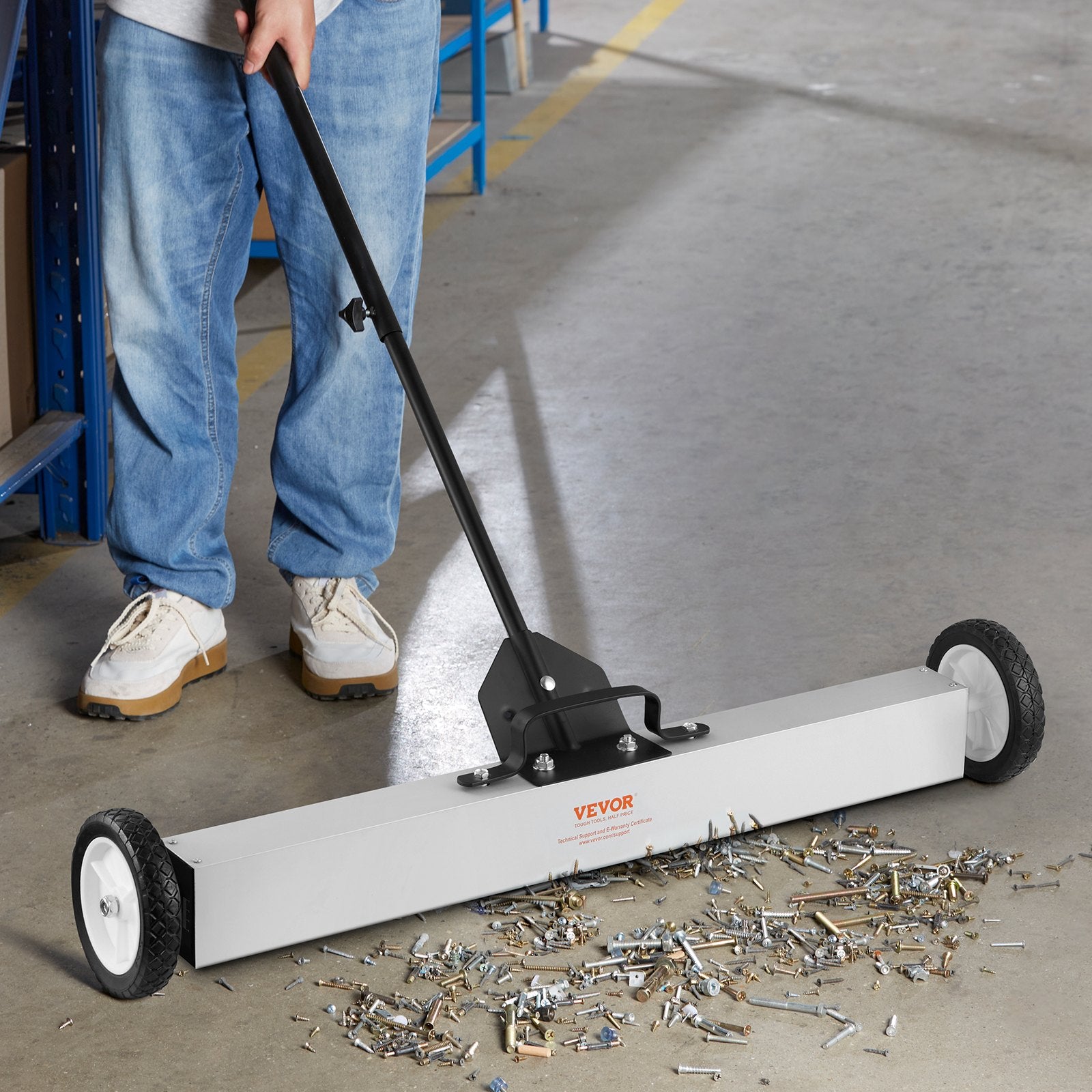 24.9 kg Rolling Magnetic Sweeper, Push-Type with Wheels and Telescoping Handle
