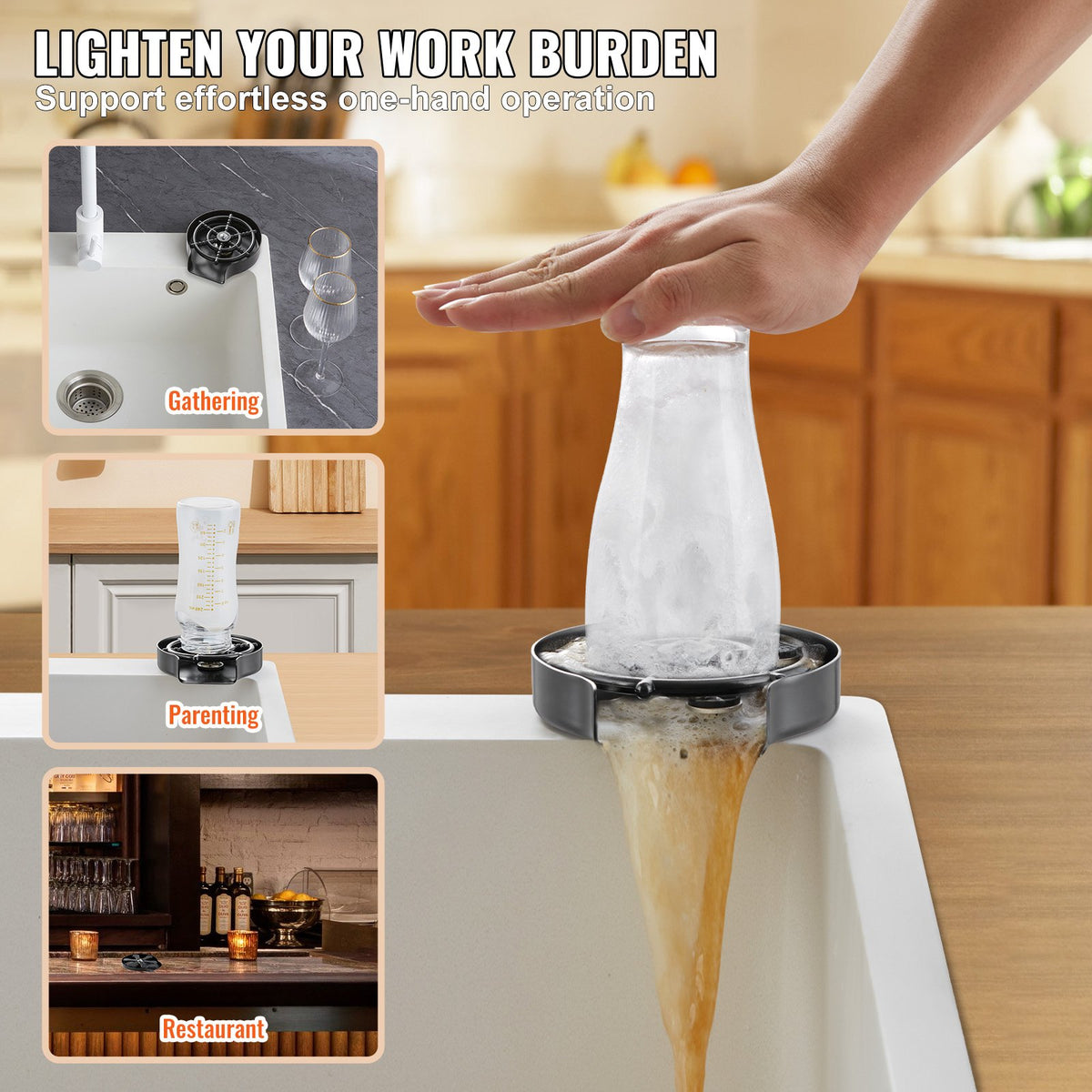 Glass Rinser 10-Jet 360° Rotating Cup Washer with ABS Holder