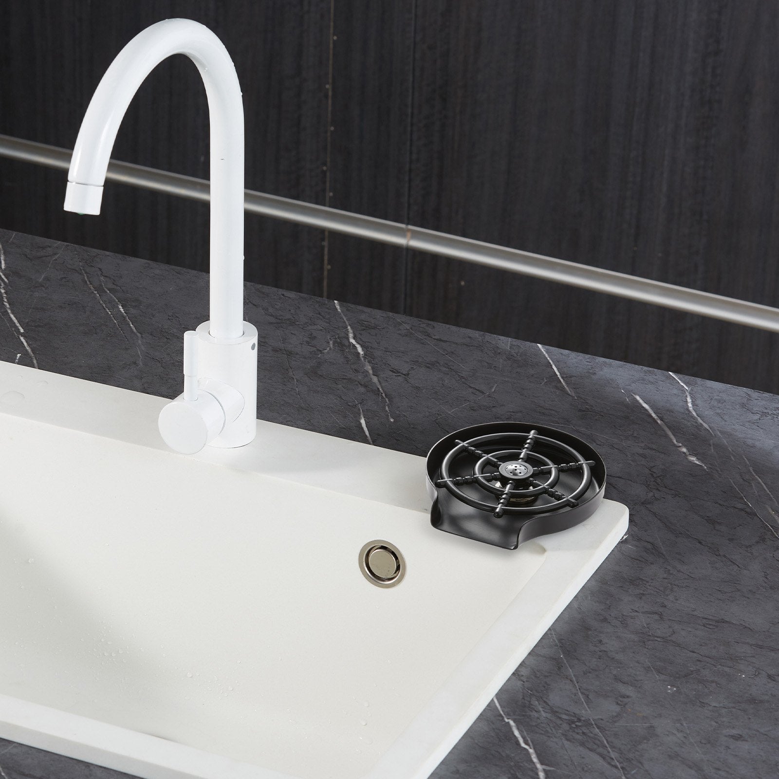 Glass Rinser 10-Jet 360° Rotating Cup Washer with ABS Holder