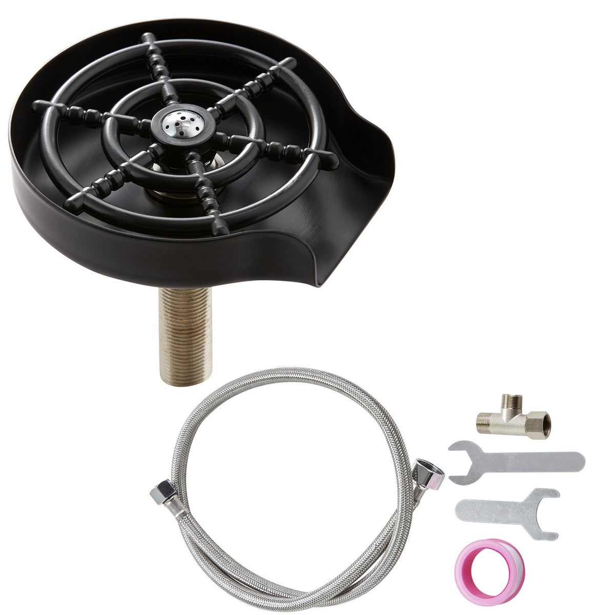 Glass Rinser 10-Jet 360° Rotating Cup Washer with ABS Holder