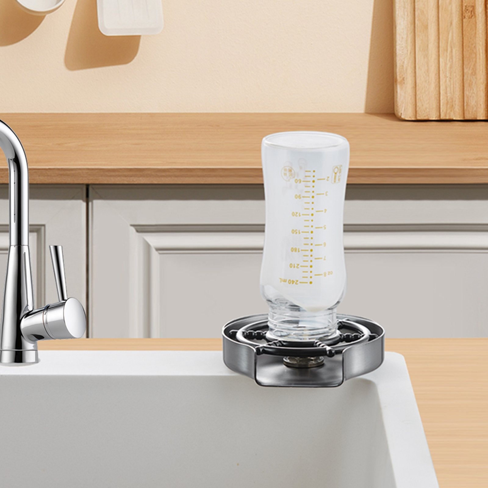 10 Jet 360° Rotating Glass Rinser Stainless Steel Cup Washer Sink