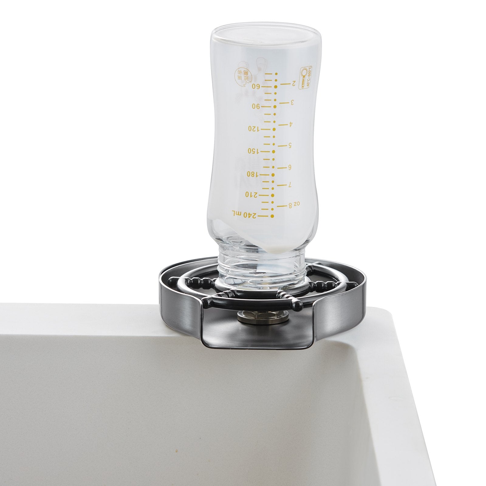 10 Jet 360° Rotating Glass Rinser Stainless Steel Cup Washer Sink