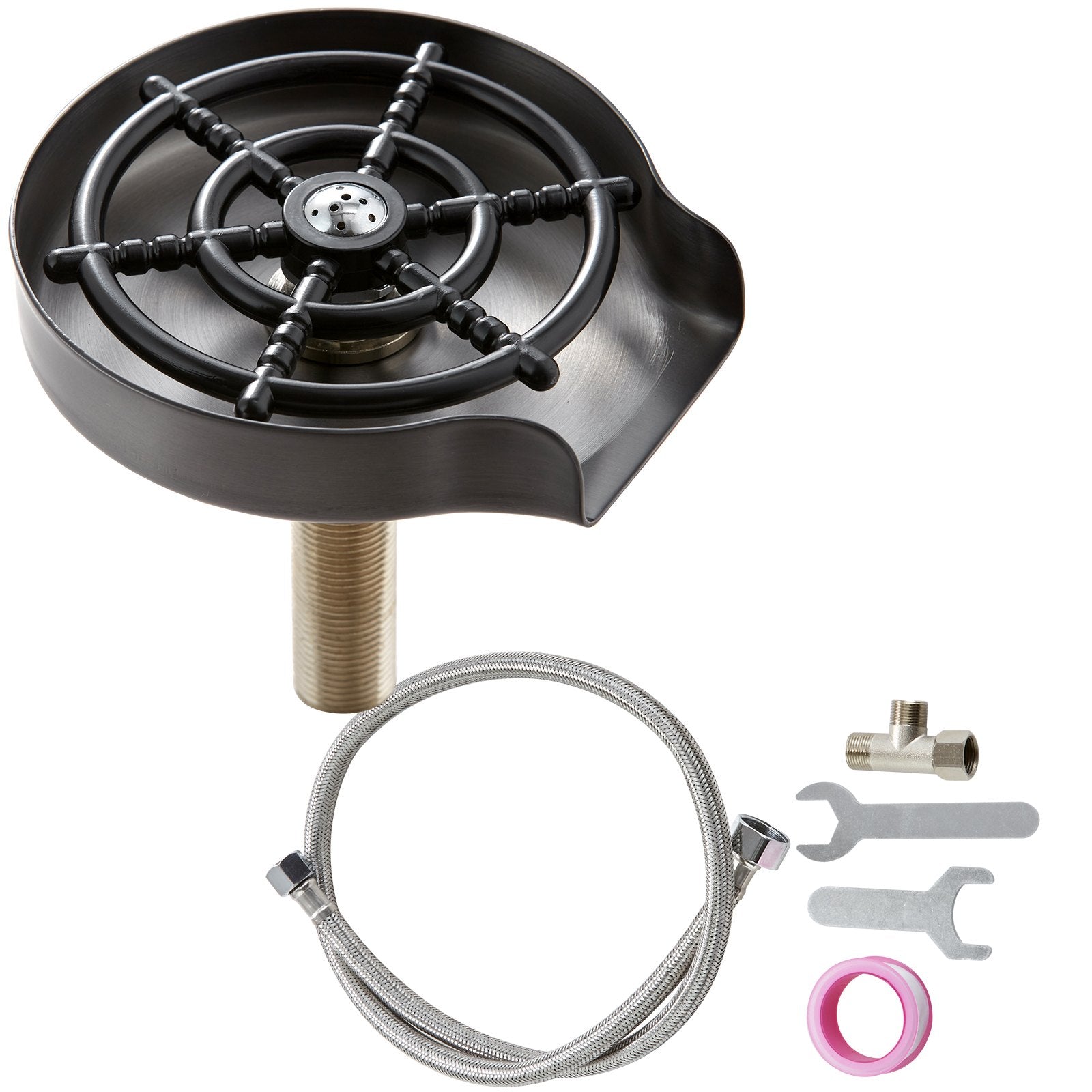 10 Jet 360° Rotating Glass Rinser Stainless Steel Cup Washer Sink