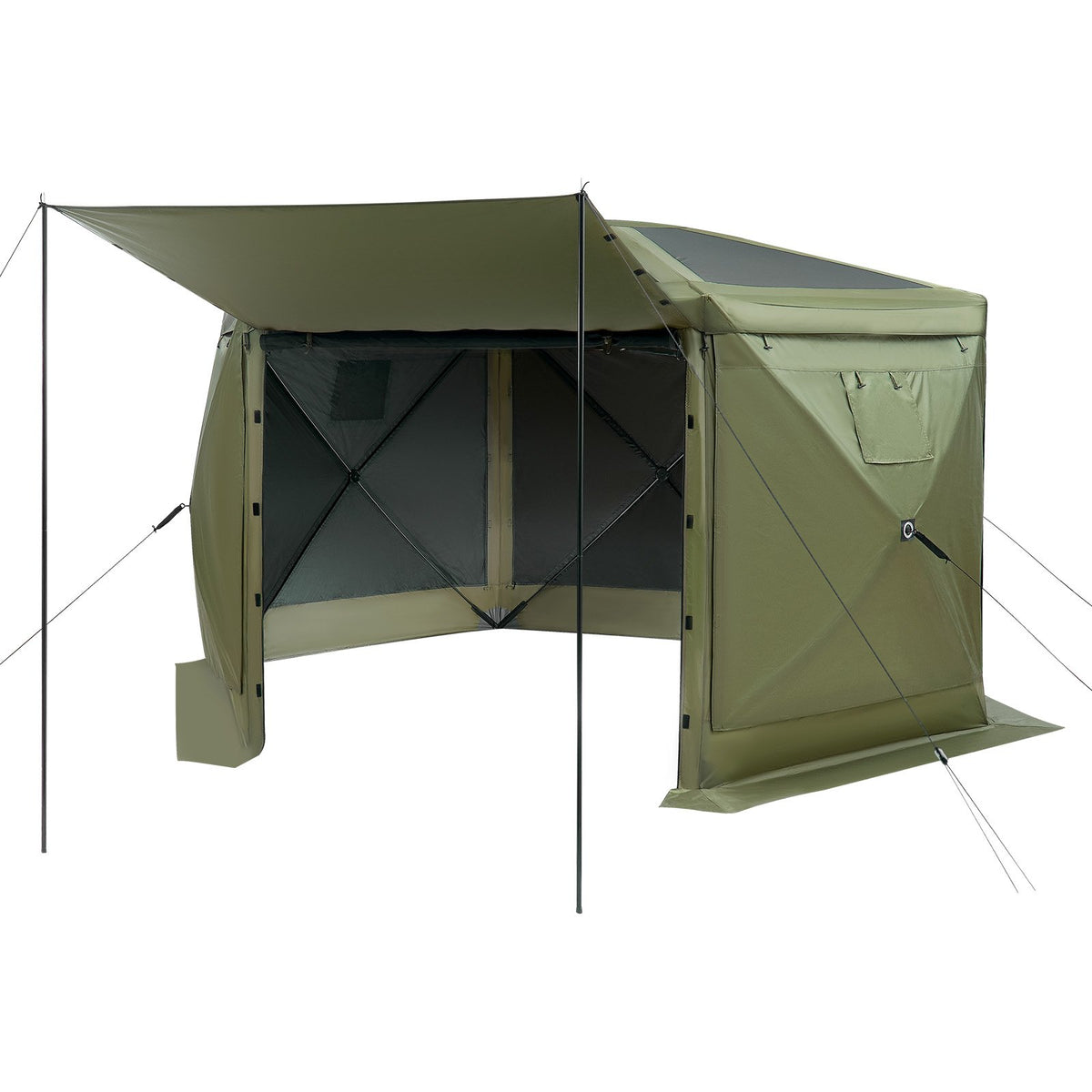 Pop Up Gazebo Screen Tent 3x3m 6-Sided Camping Canopy Quick Set Sun Shelter