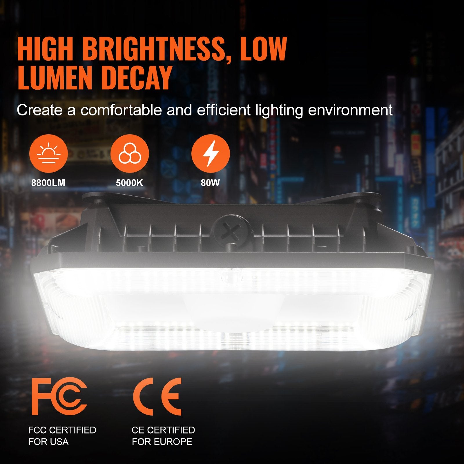 LED Canopy Lights 4 Pack 80W 8800LM 5000K Commercial Industrial Outdoor IP65