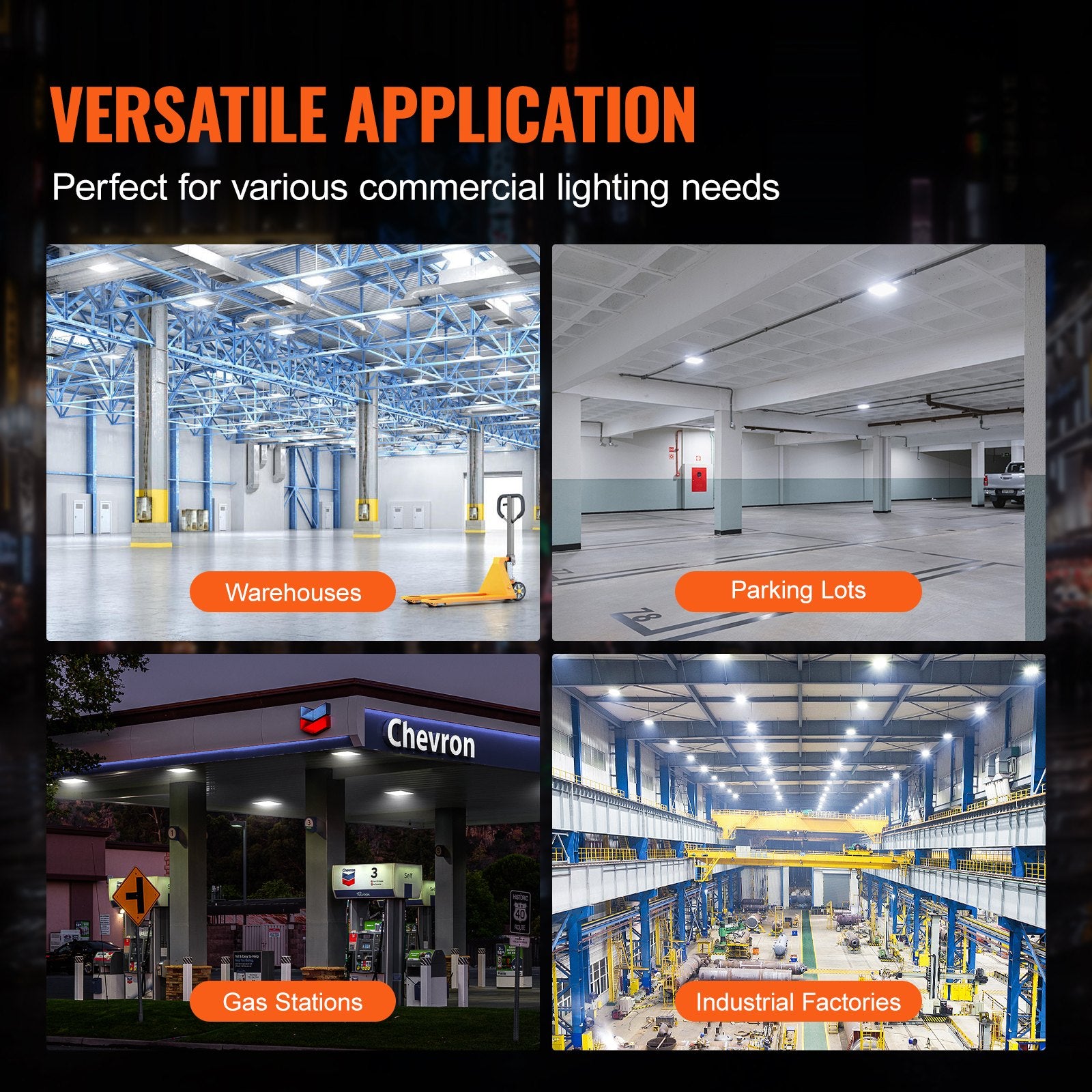 LED Canopy Lights 4 Pack 80W 8800LM 5000K Commercial Industrial Outdoor IP65