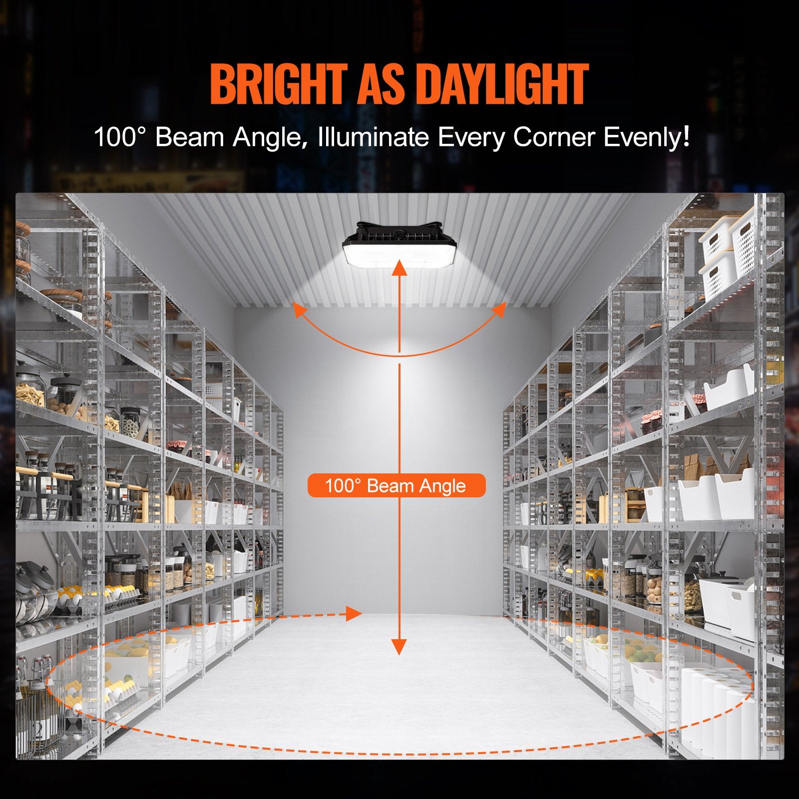 LED Canopy Lights 4 Pack 80W 8800LM 5000K Commercial Industrial Outdoor IP65