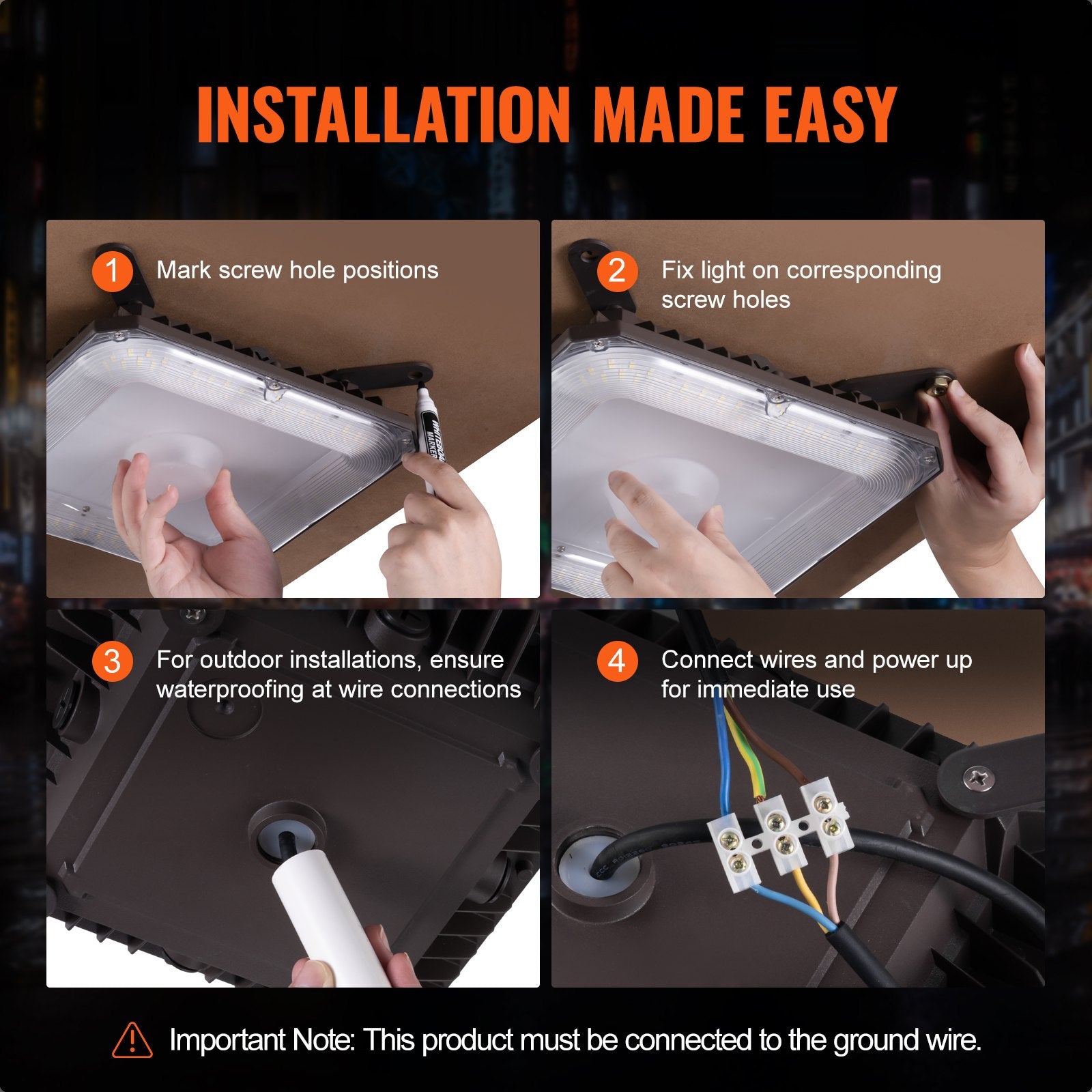LED Canopy Lights 4 Pack 80W 8800LM 5000K Commercial Industrial Outdoor IP65