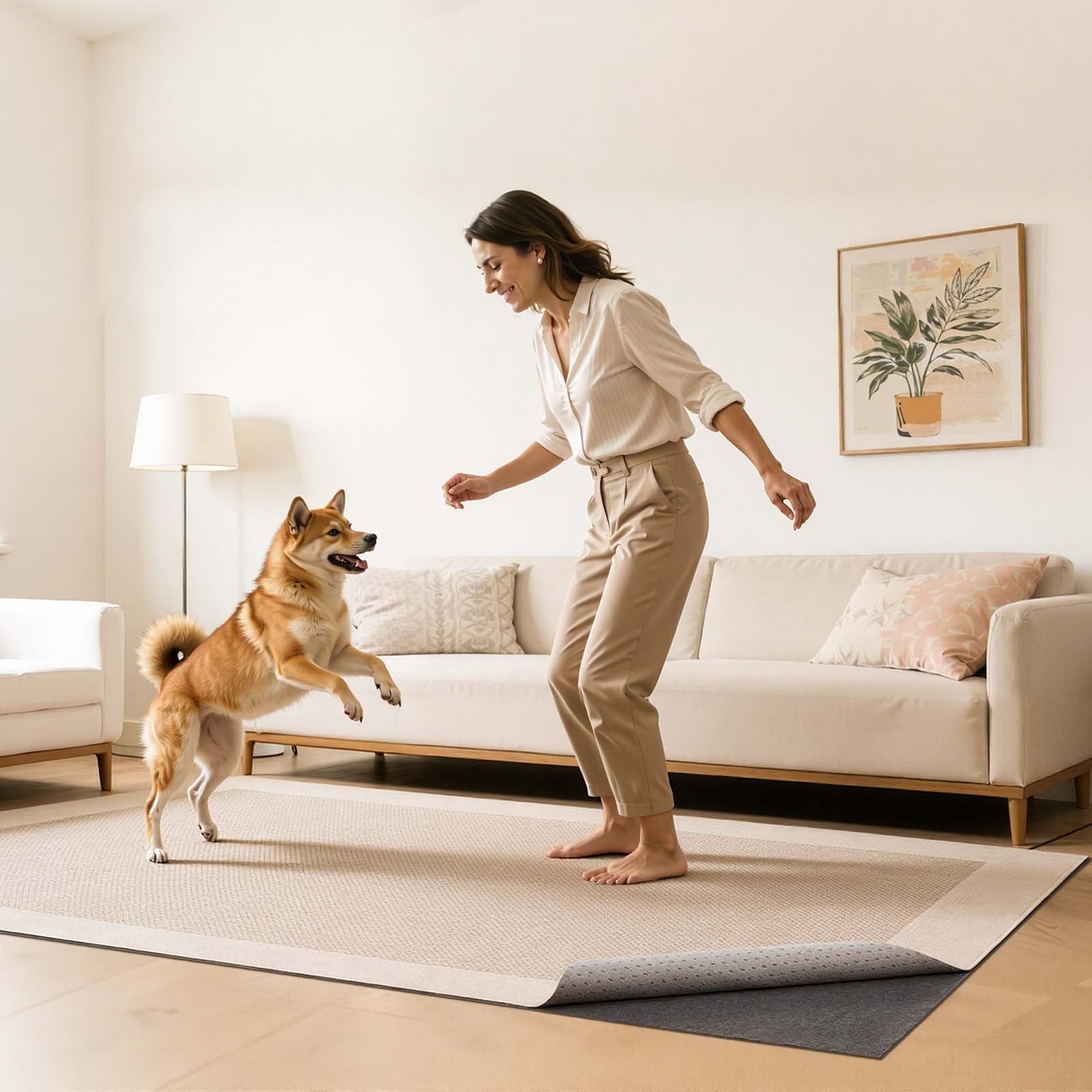 Non-Slip Rug Pad Carpet Underlay with Felt Cushion & Rubber Gripper