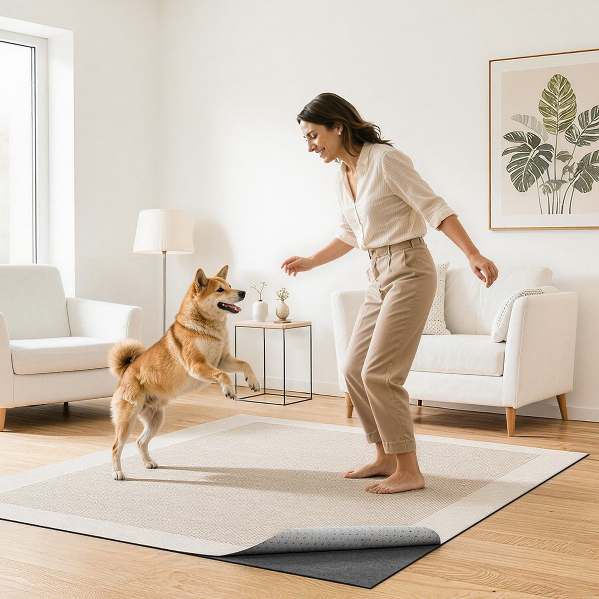 Non-Slip Rug Pad Carpet Underlay with Felt Cushion & Rubber Gripper